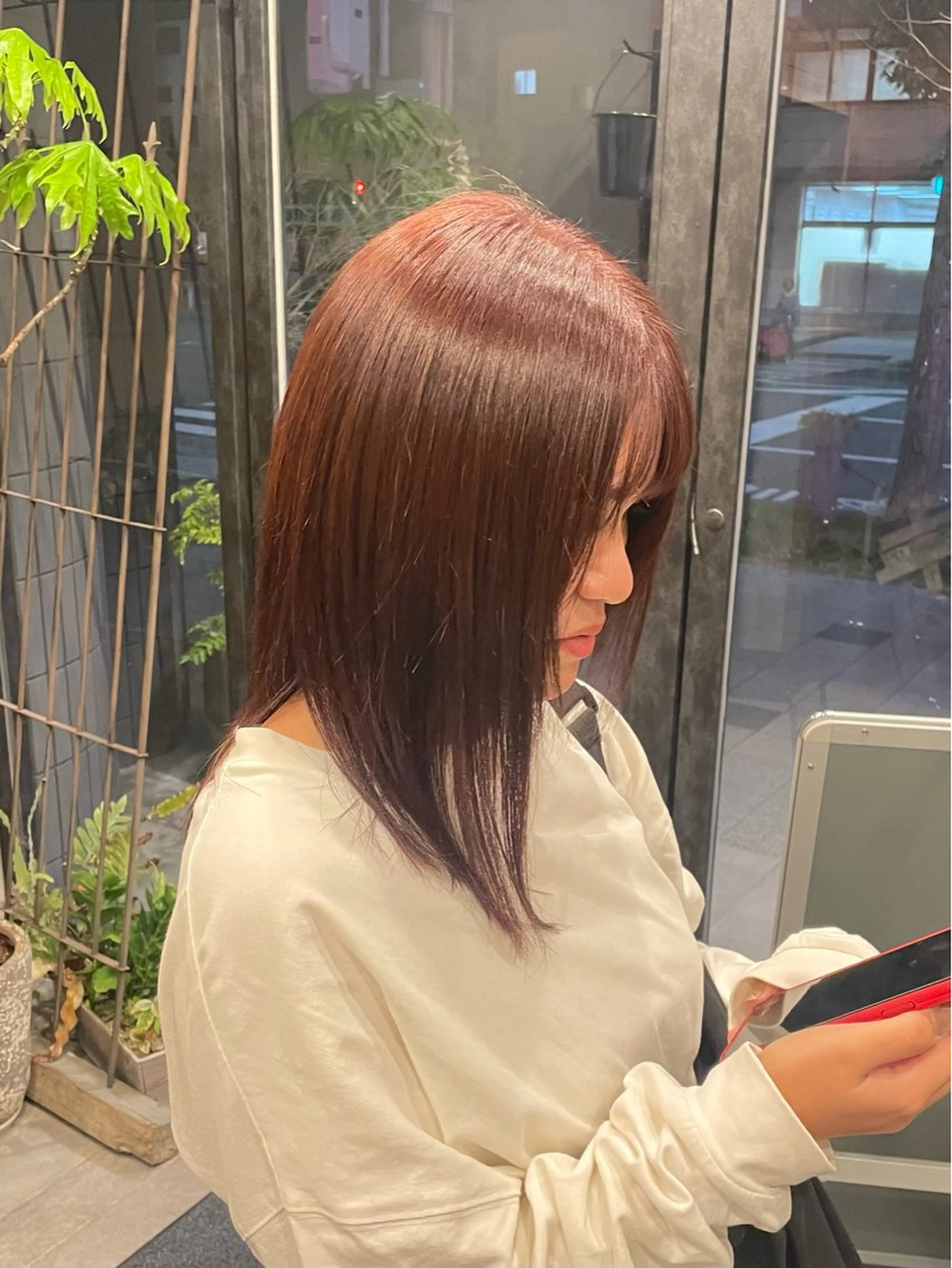 セミロング カラー なつき/ 艶カラー/縮毛矯正のヘアスタイル