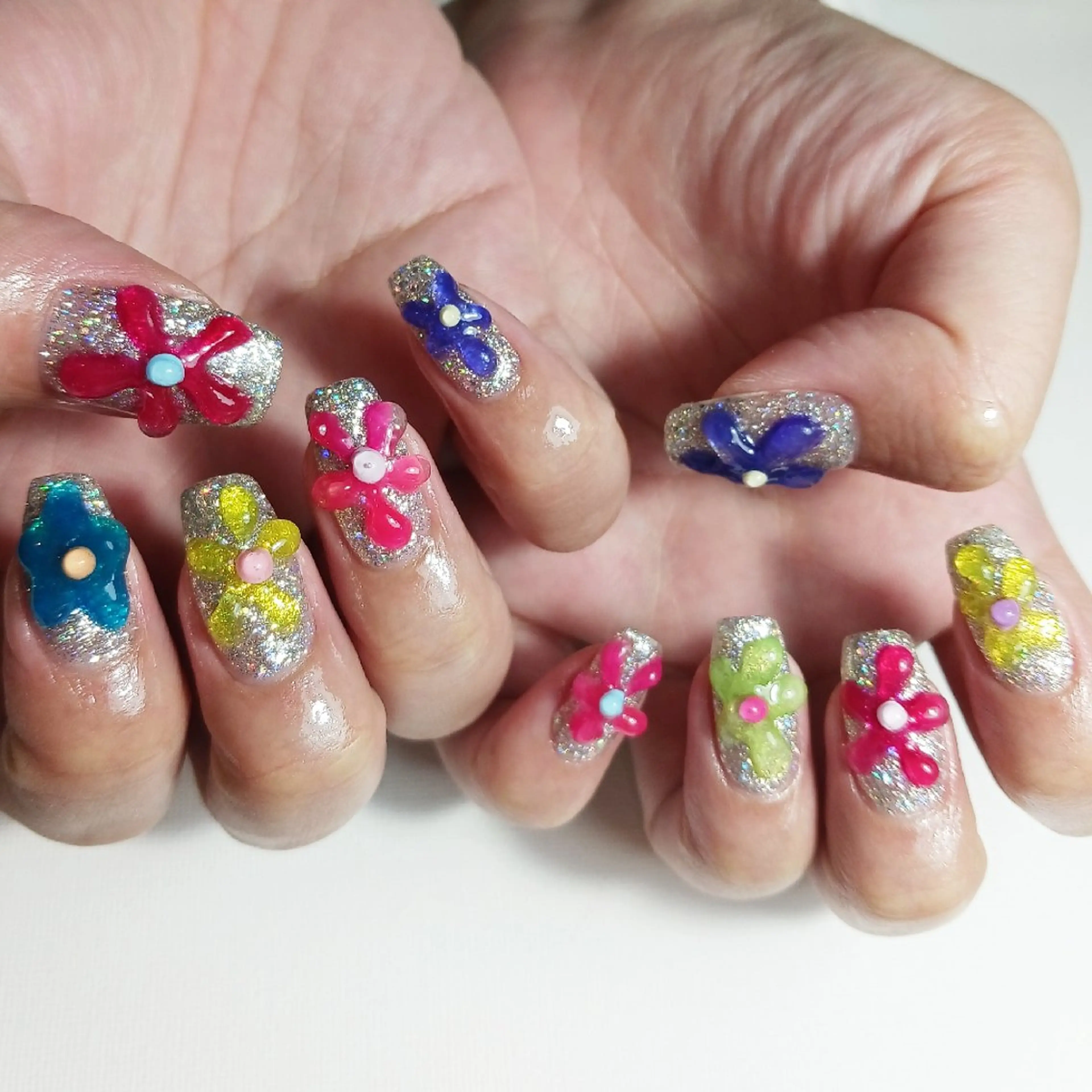 ネイル フラワーネイル ジェルネイル 持ち込み ぷっくりネイル ショートネイル ハンドネイル owlnail /持込みデザイン専門のネイルデザイン