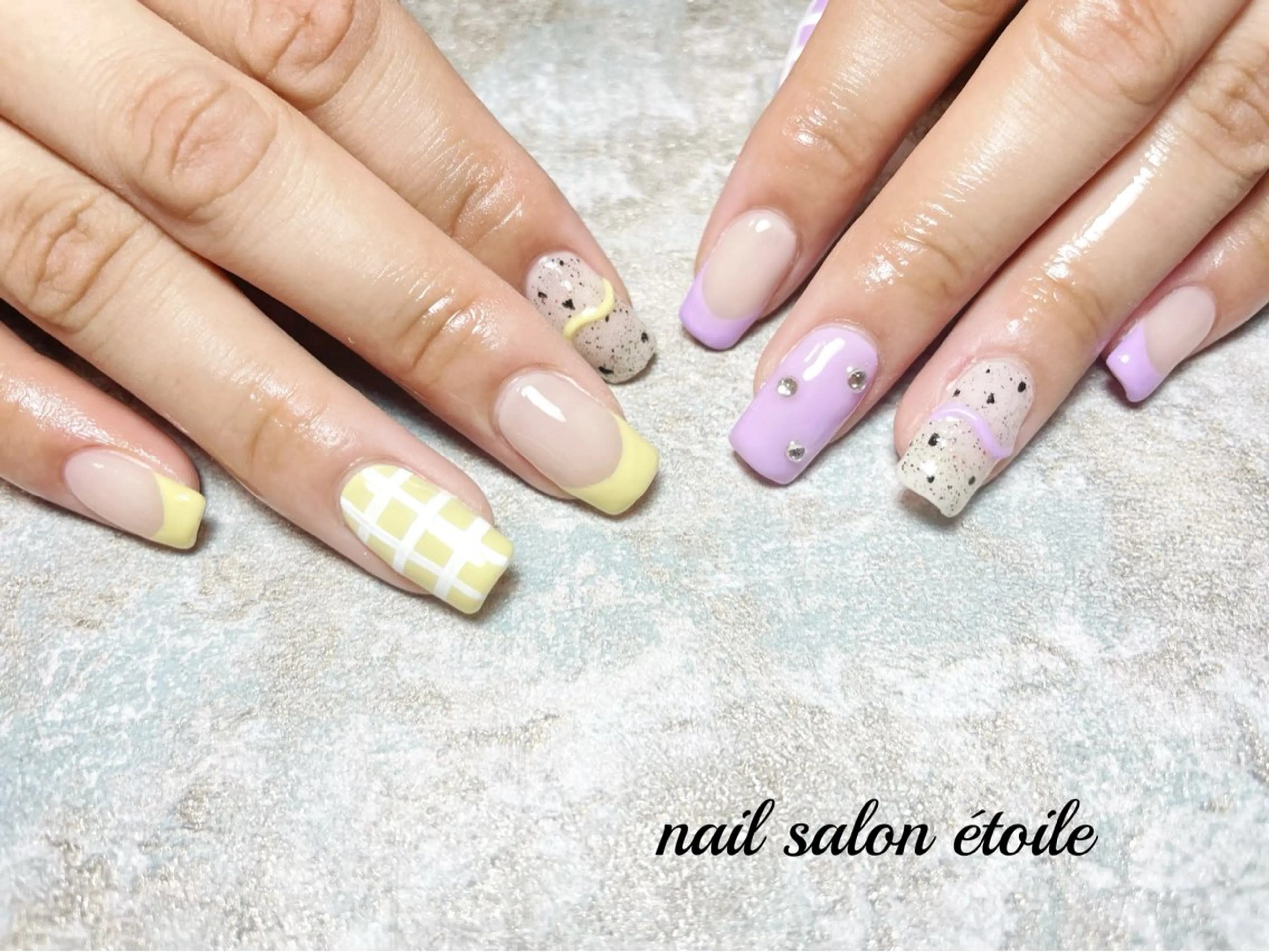 ネイル フレンチネイル パステルネイル ストーンネイル ハンドネイル nail salon étoileのネイルデザイン