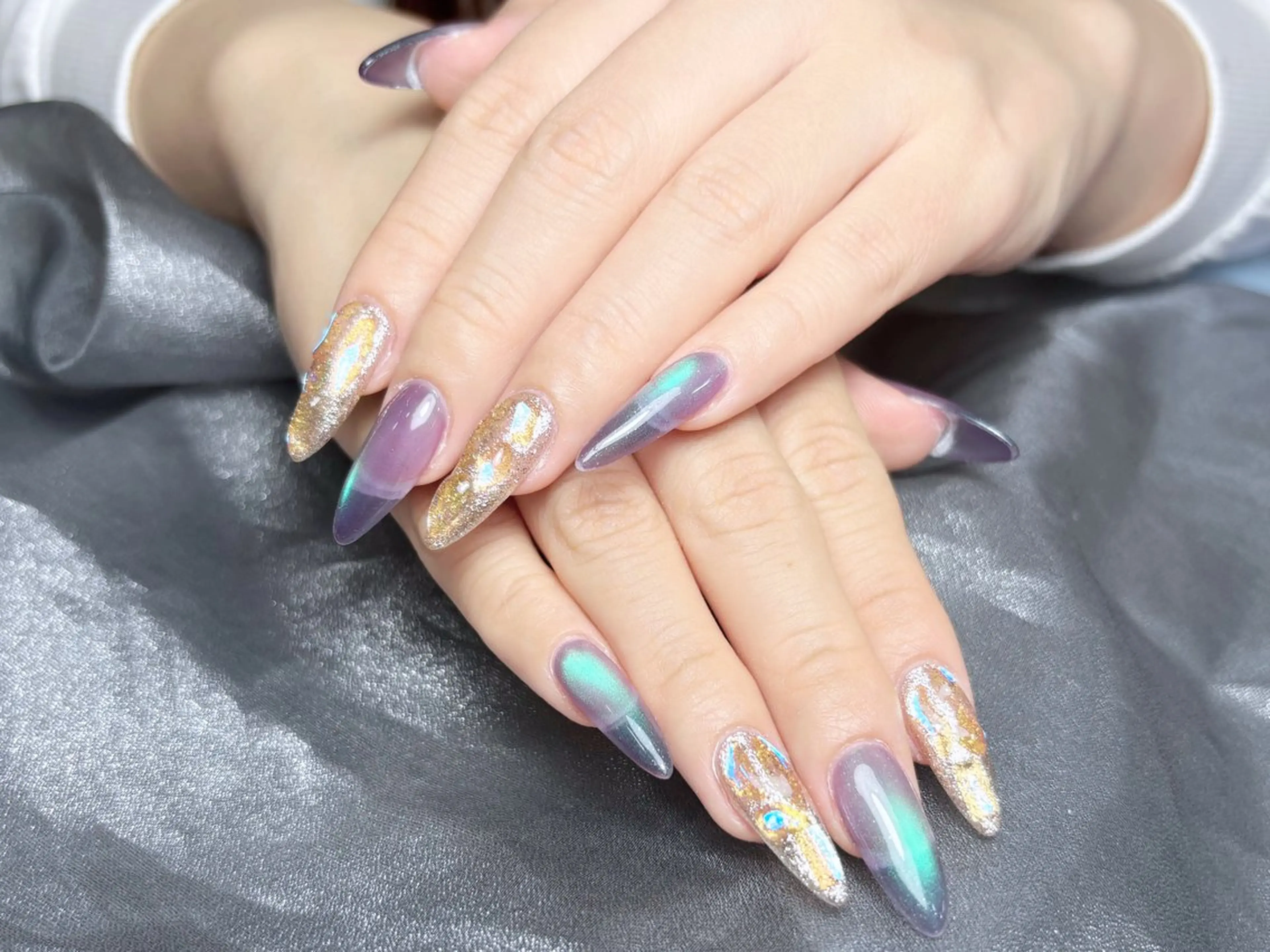 ネイル ハンドネイル H3 Nail Tsuki🦋💙のネイルデザイン