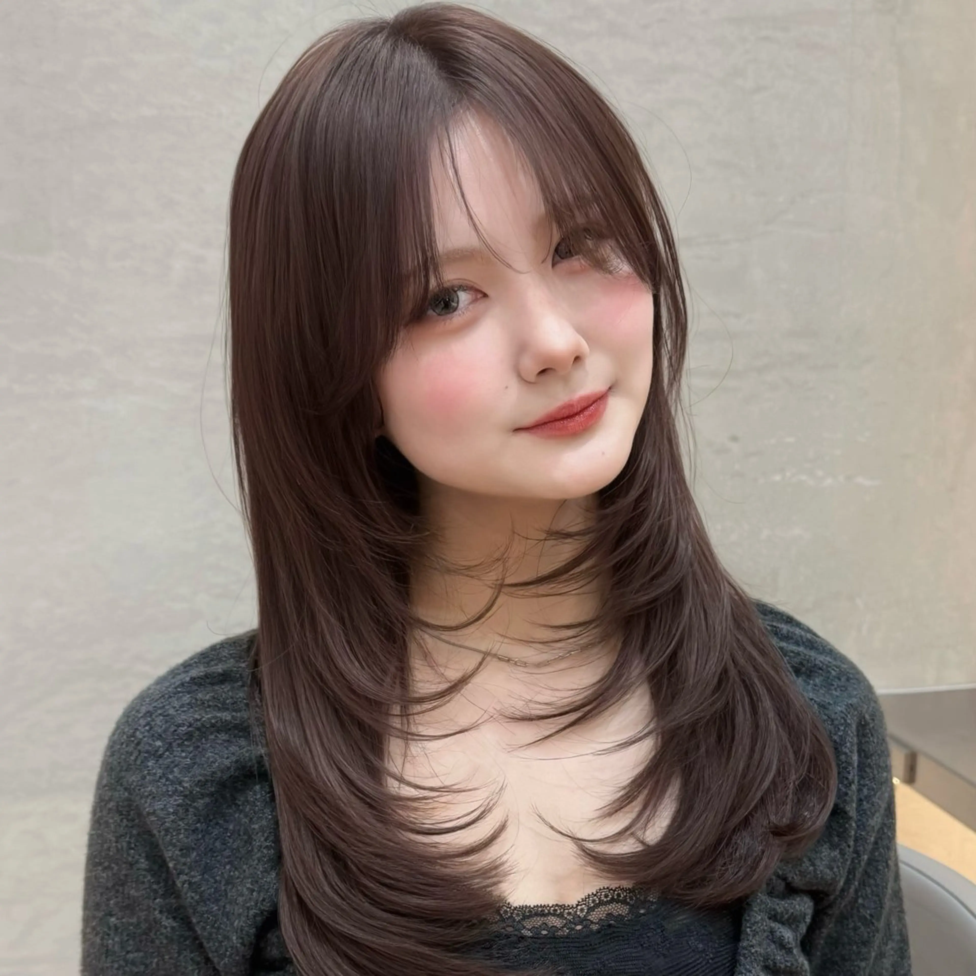 セミロング カット ヘアカラー トリートメント レイヤー/韓国/ボブ 縮毛矯正/畠中ケントのヘアスタイル