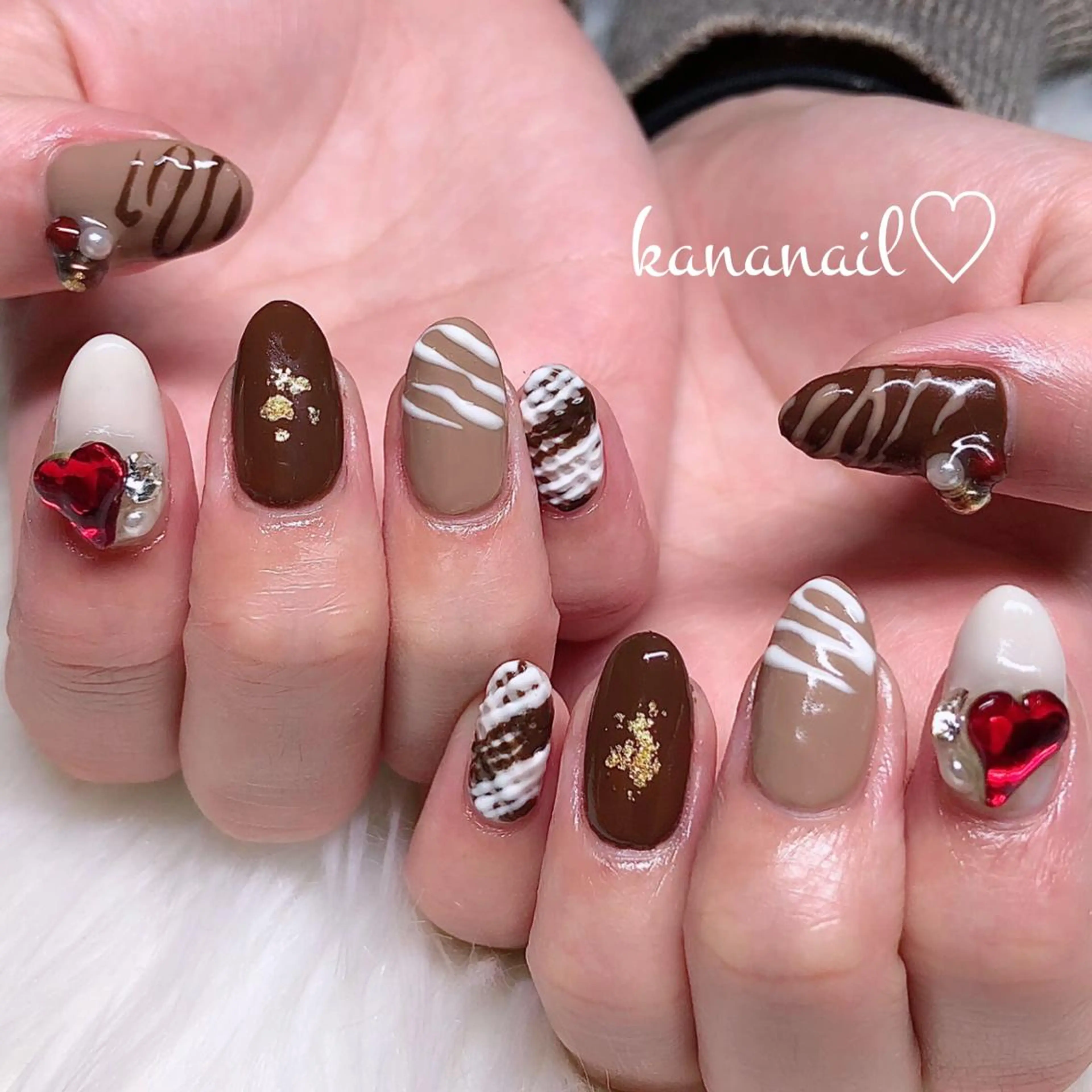 ネイル ミディアムネイル バレンタイン kananail ♡のネイルデザイン