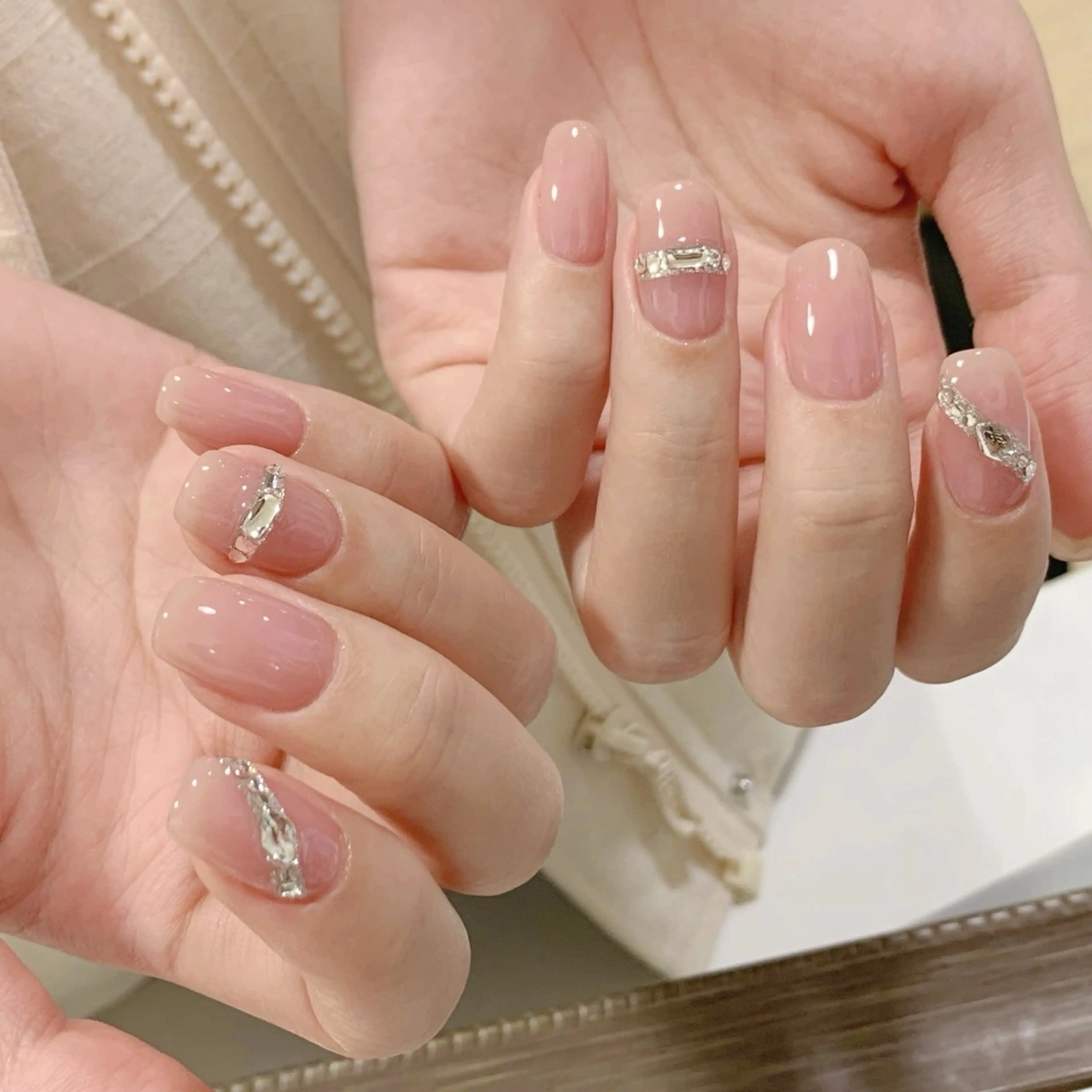 ネイル アートネイル フレンチネイル ジェルネイル ガラスフレンチ 韓国ネイル Kozeni NAIL SALONのネイルデザイン