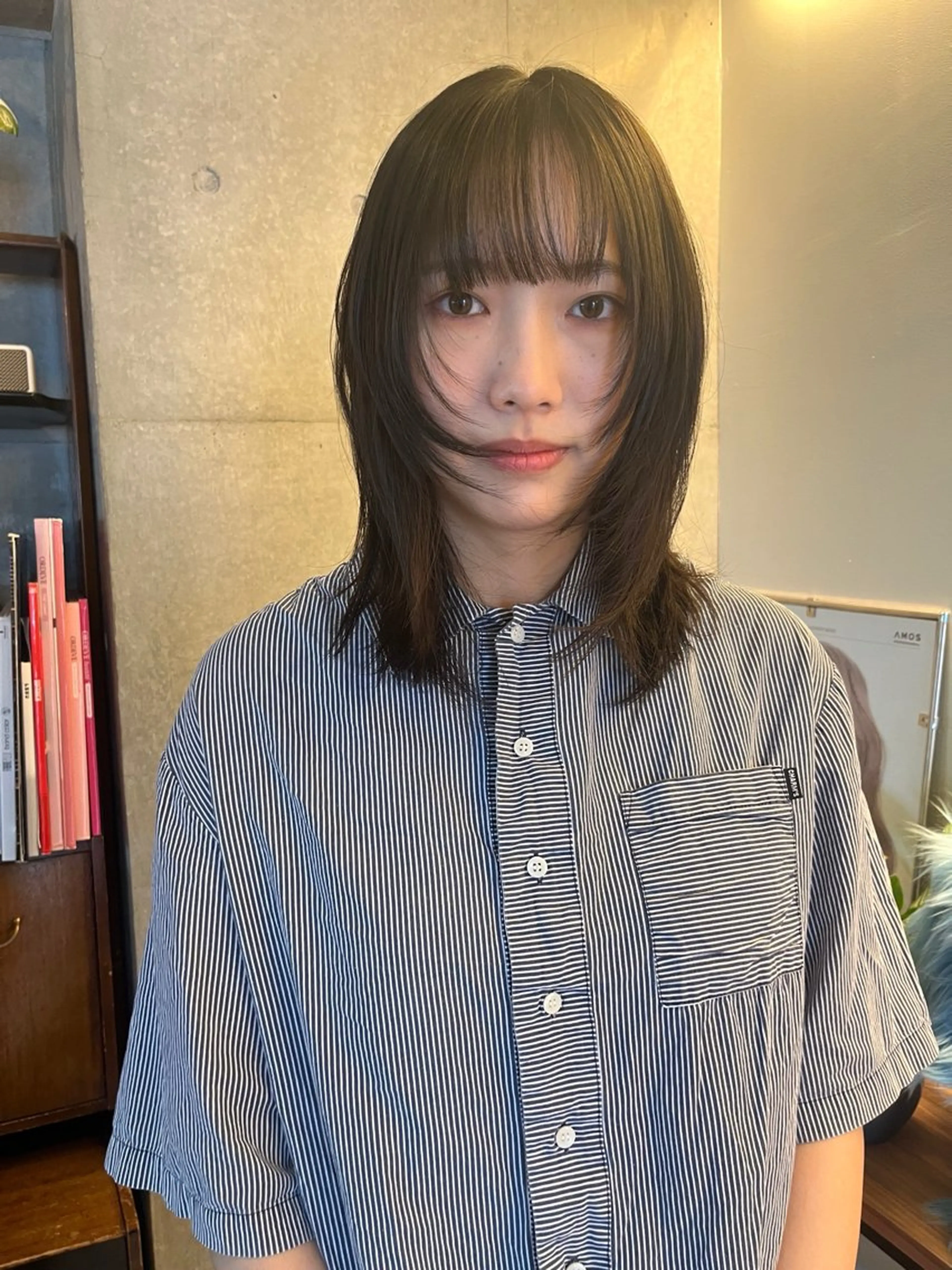 ミディアム ボブレイヤー ボブ 顔まわりレイヤー ハイレイヤー 韓国風ヘア レイヤーカット\ウル フ　chinatsuのヘアスタイル