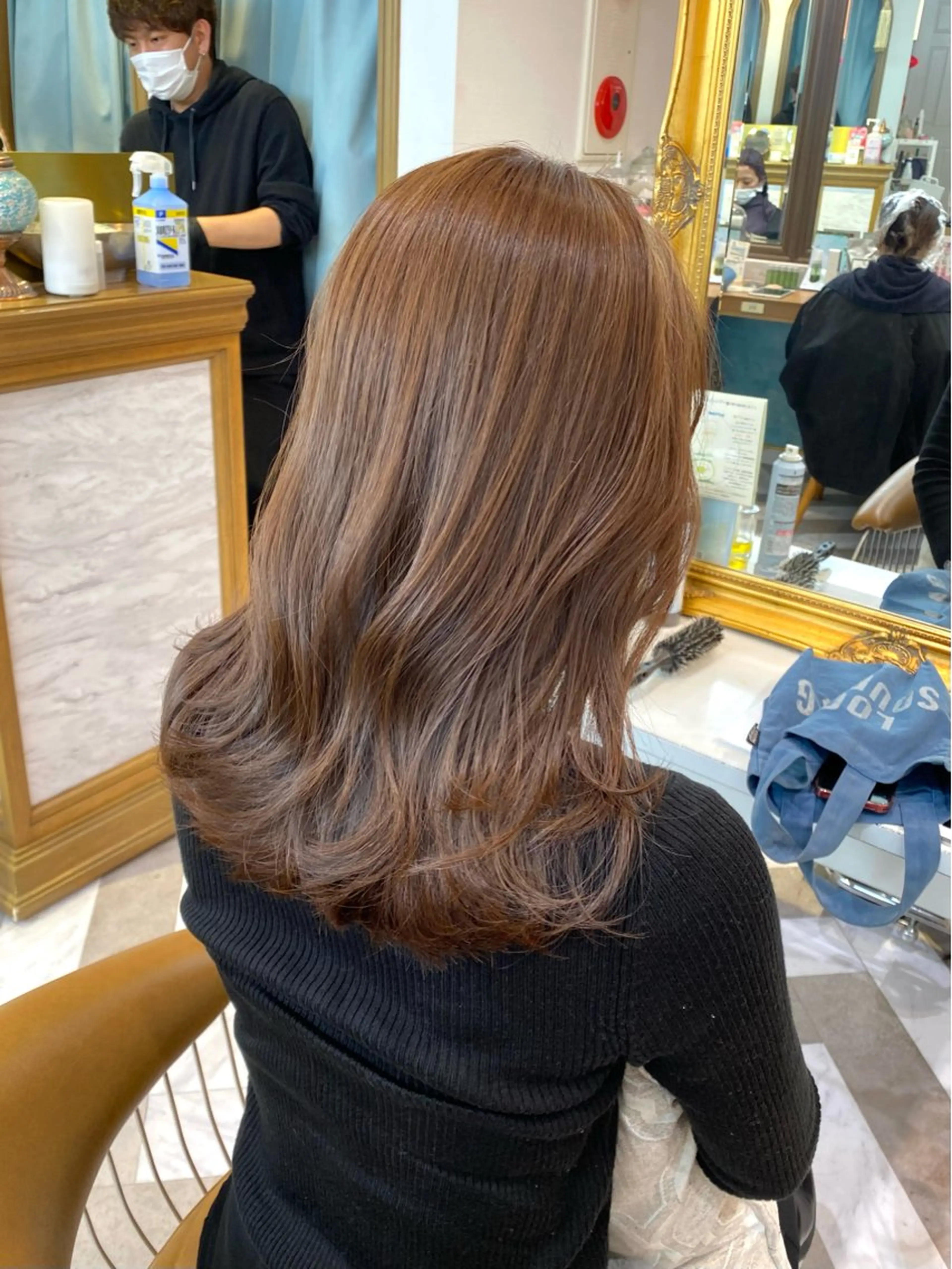 ミディアム カラー カット ヘアカラー トリートメント レイヤーカット /透明感カラー西田のヘアスタイル