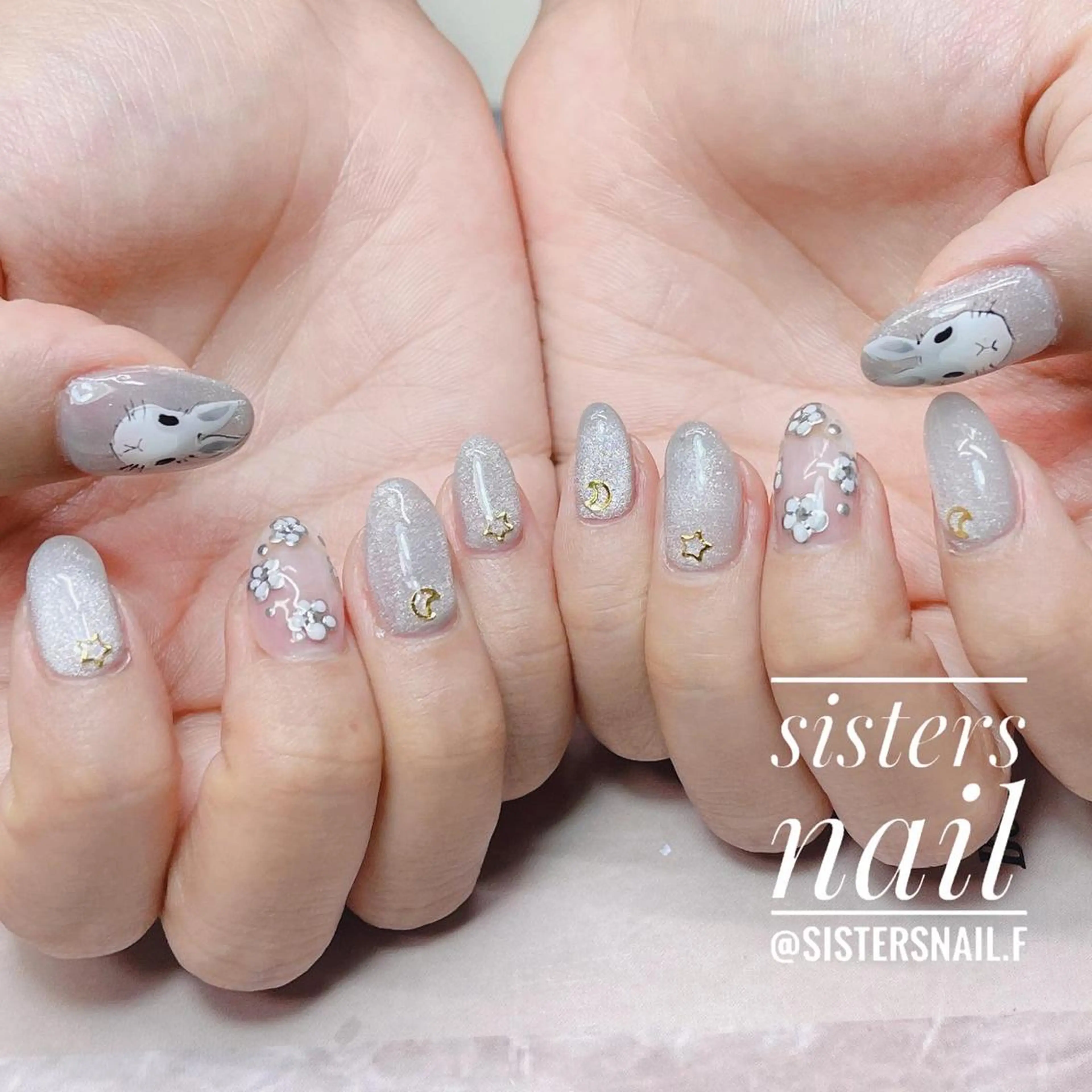 ネイル アニマル柄 アートネイル 韓国ネイル マグネットネイル sisters nail.fのネイルデザイン