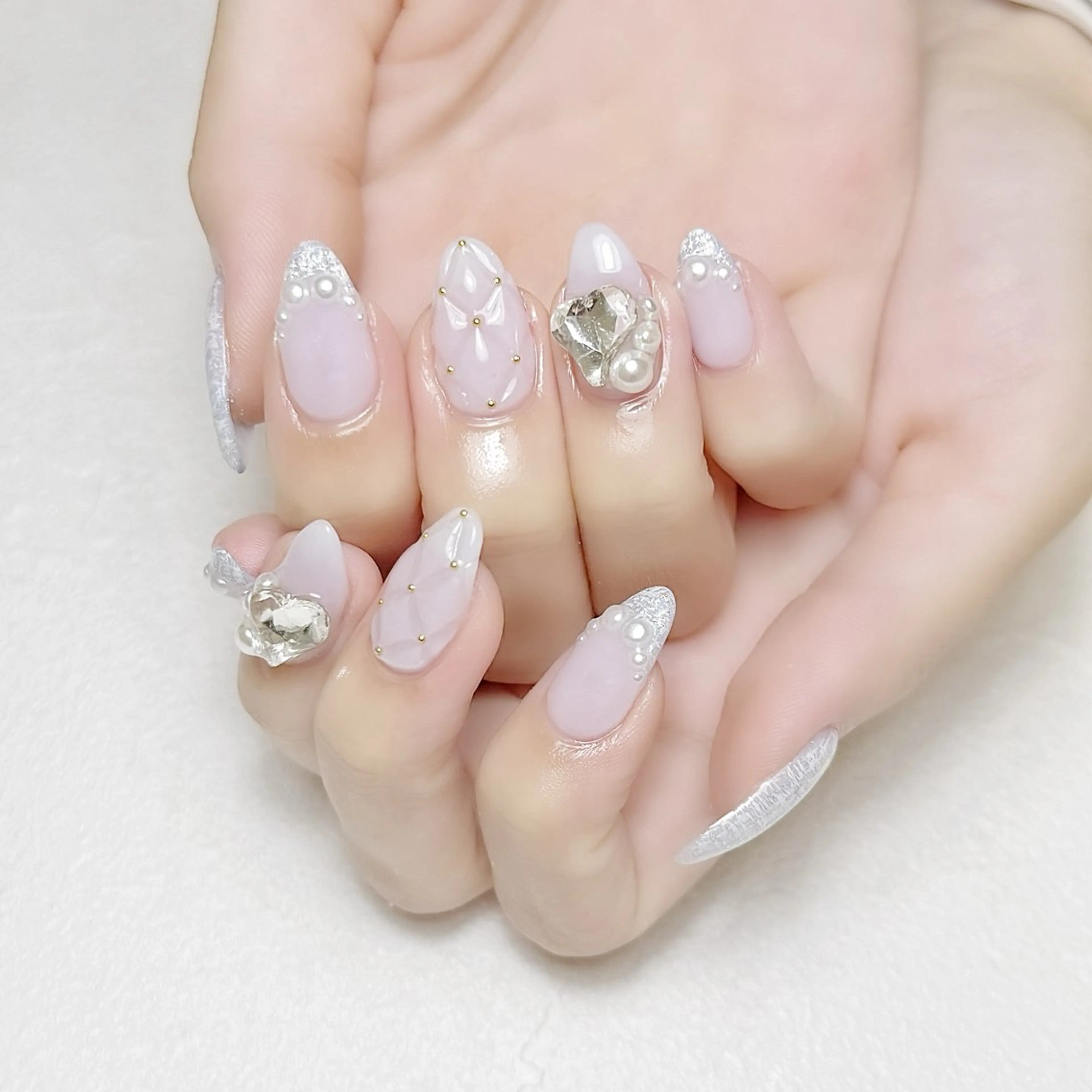 ネイル ブルー フレンチネイル ツイードネイル ワンホンネイル rouse nail RISATOのネイルデザイン