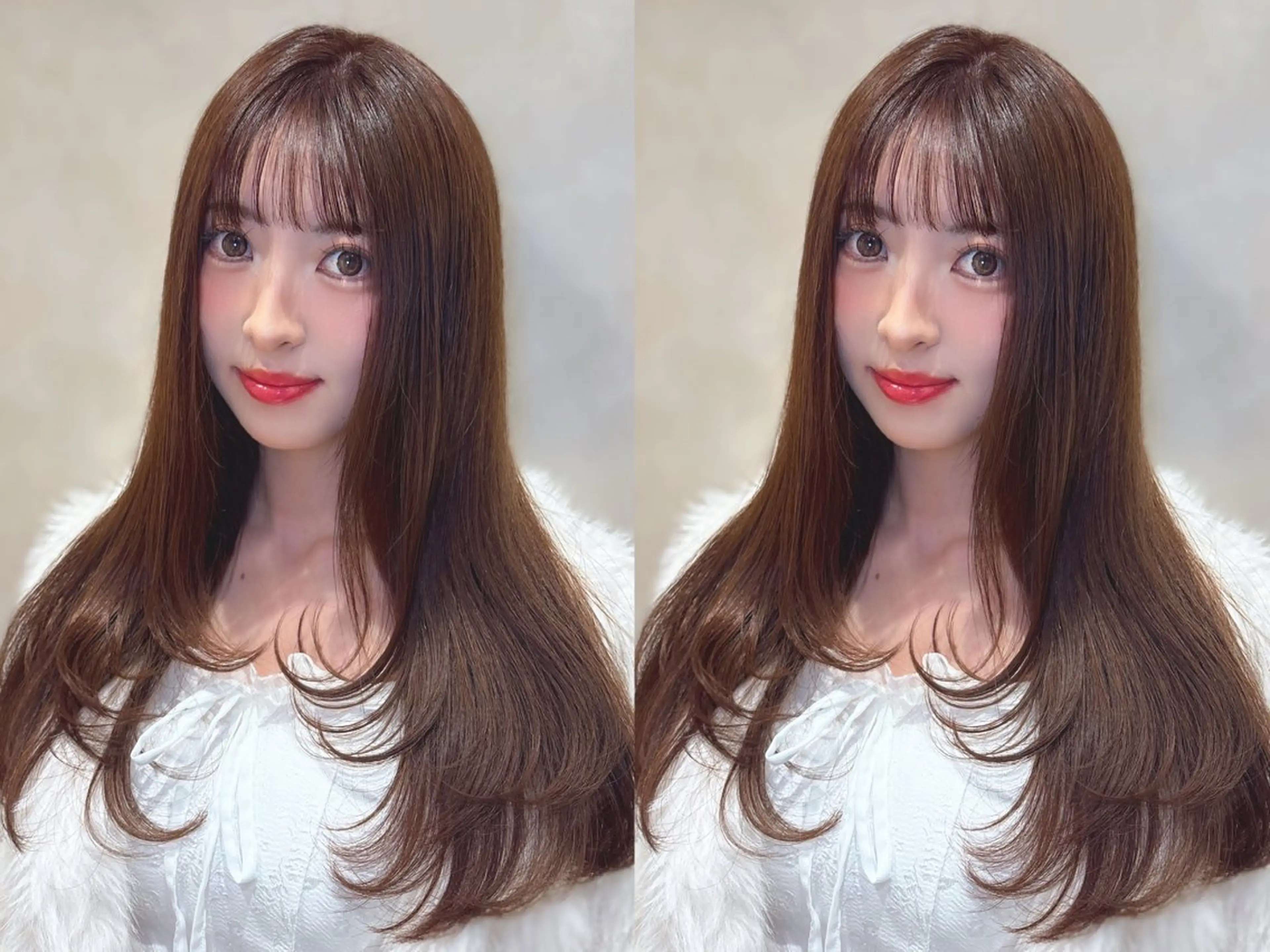 ロング カット ヘアカラー トリートメント 上品♡韓国レイヤー ‎🤍のの‎🤍のヘアスタイル