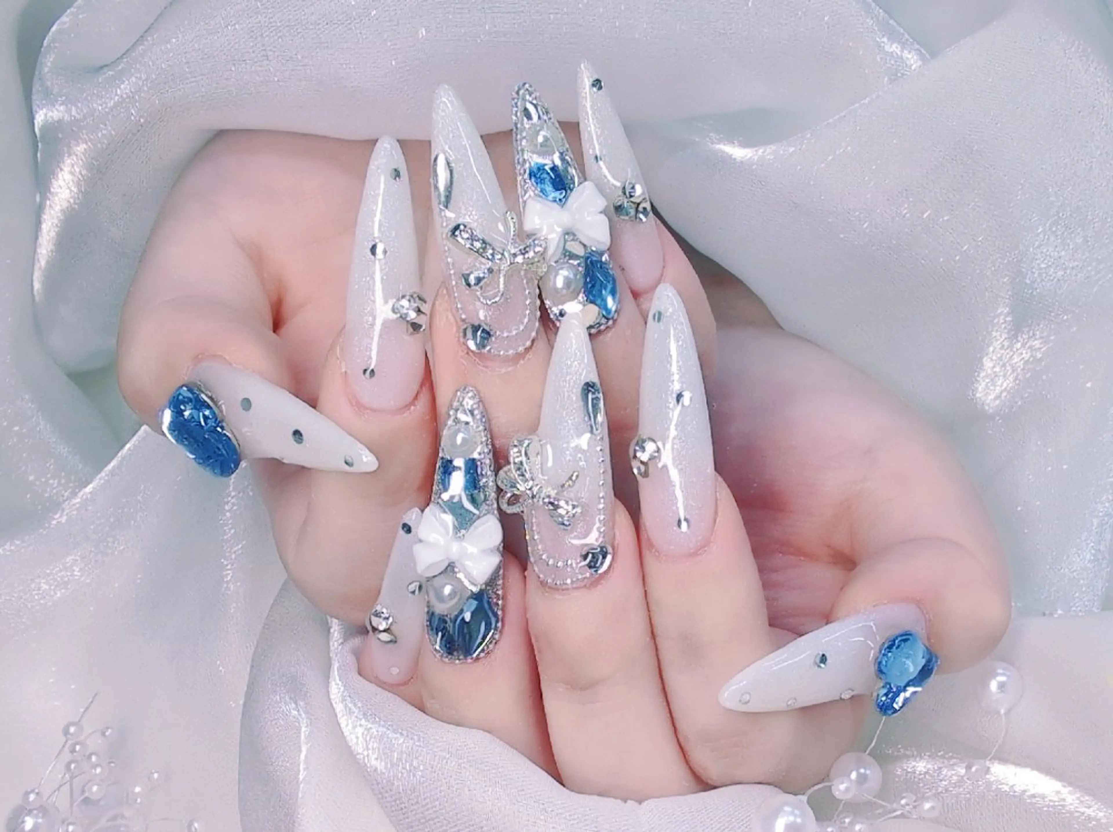 ネイル チークネイル 長さ出し フラッシュネイル フレンチネイル ジェルネイル Chouette Nailのネイルデザイン