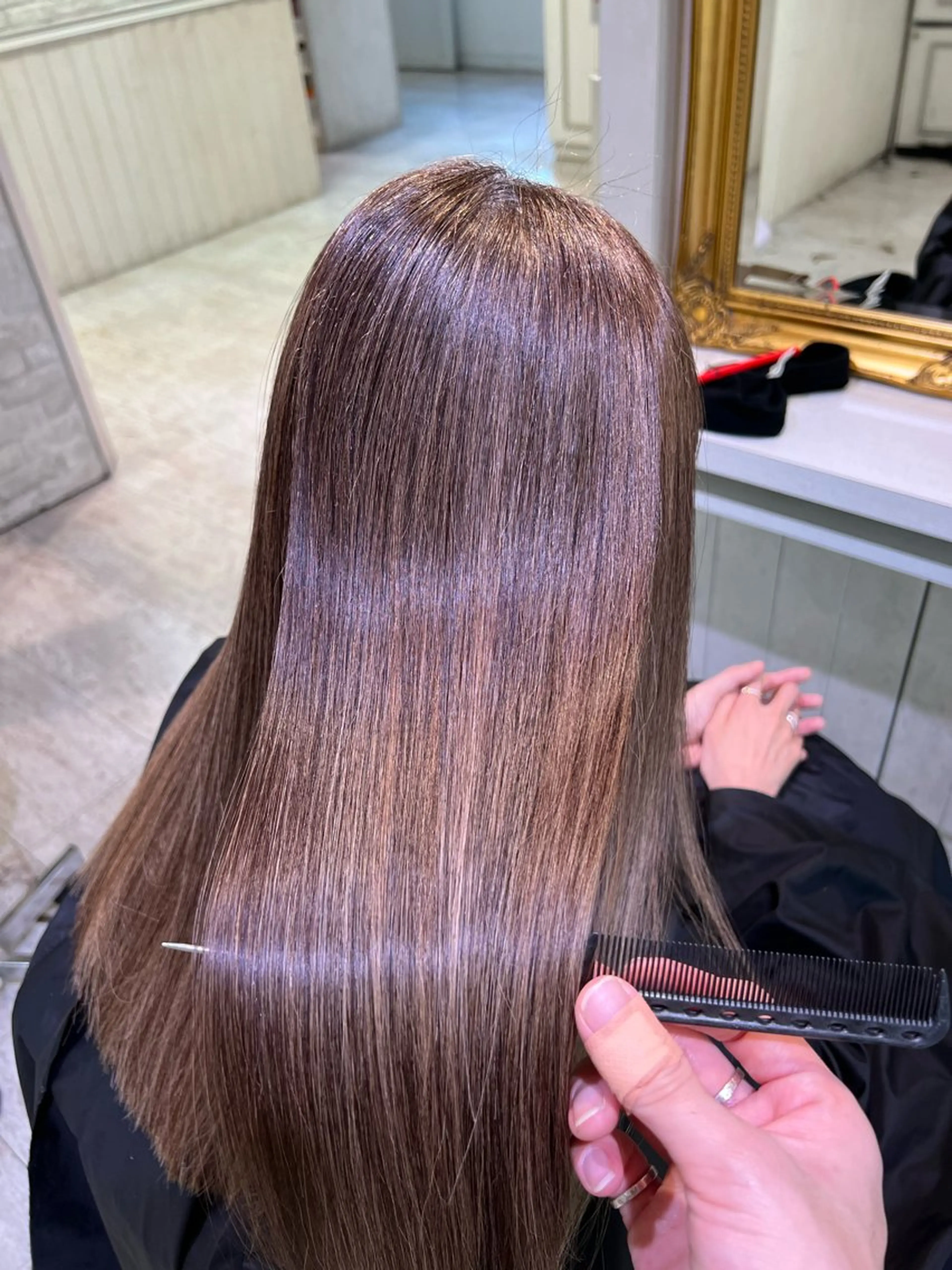 ロング カット ヘアカラー トリートメント 阿部 泰博のヘアスタイル