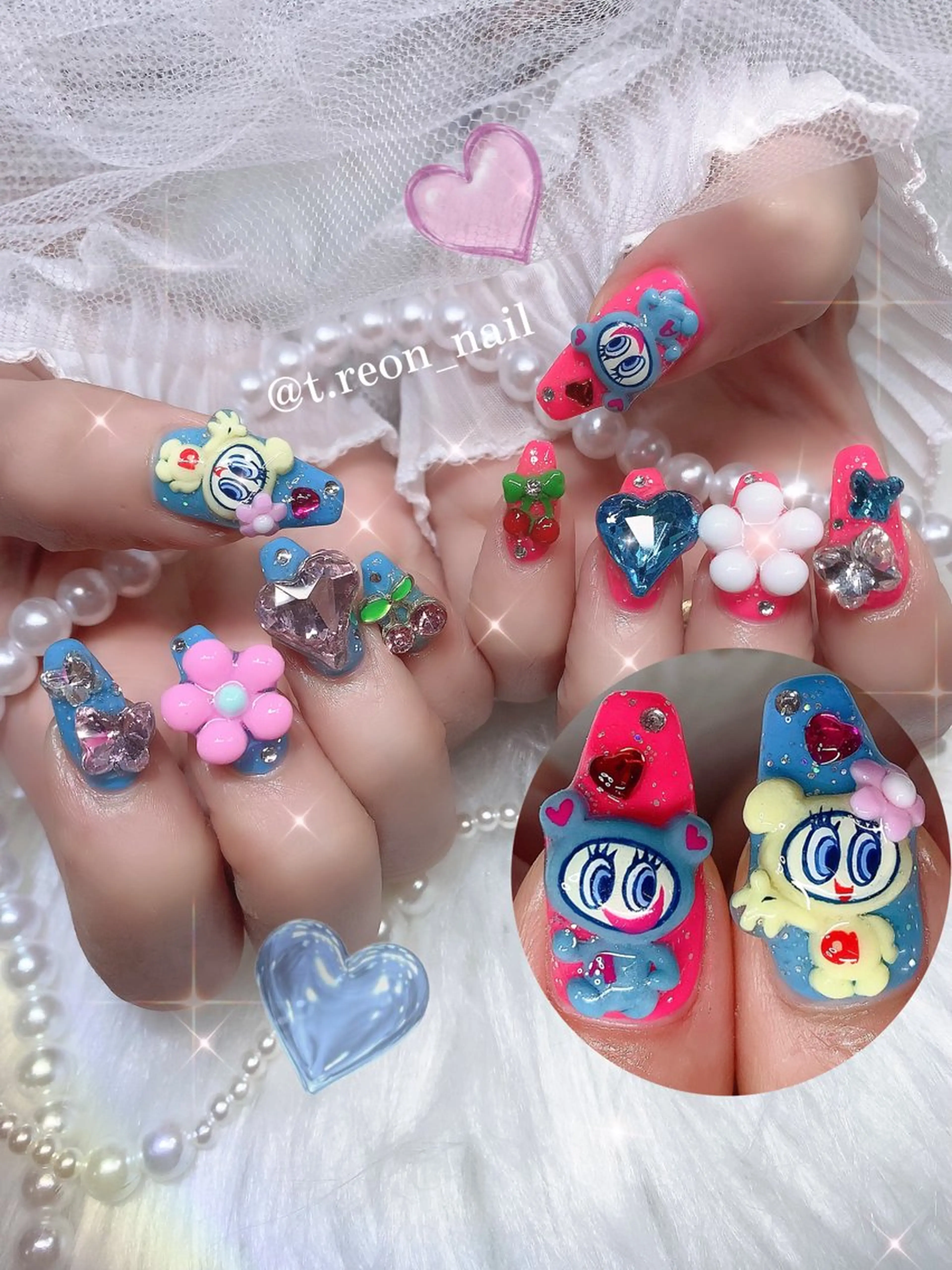 ネイル アートネイル 持ち込み ぷっくりネイル ハンドネイル シェアサロンLei.g(レイジー)所属・3Dアートネイル💗 都築レナのネイルデザイン