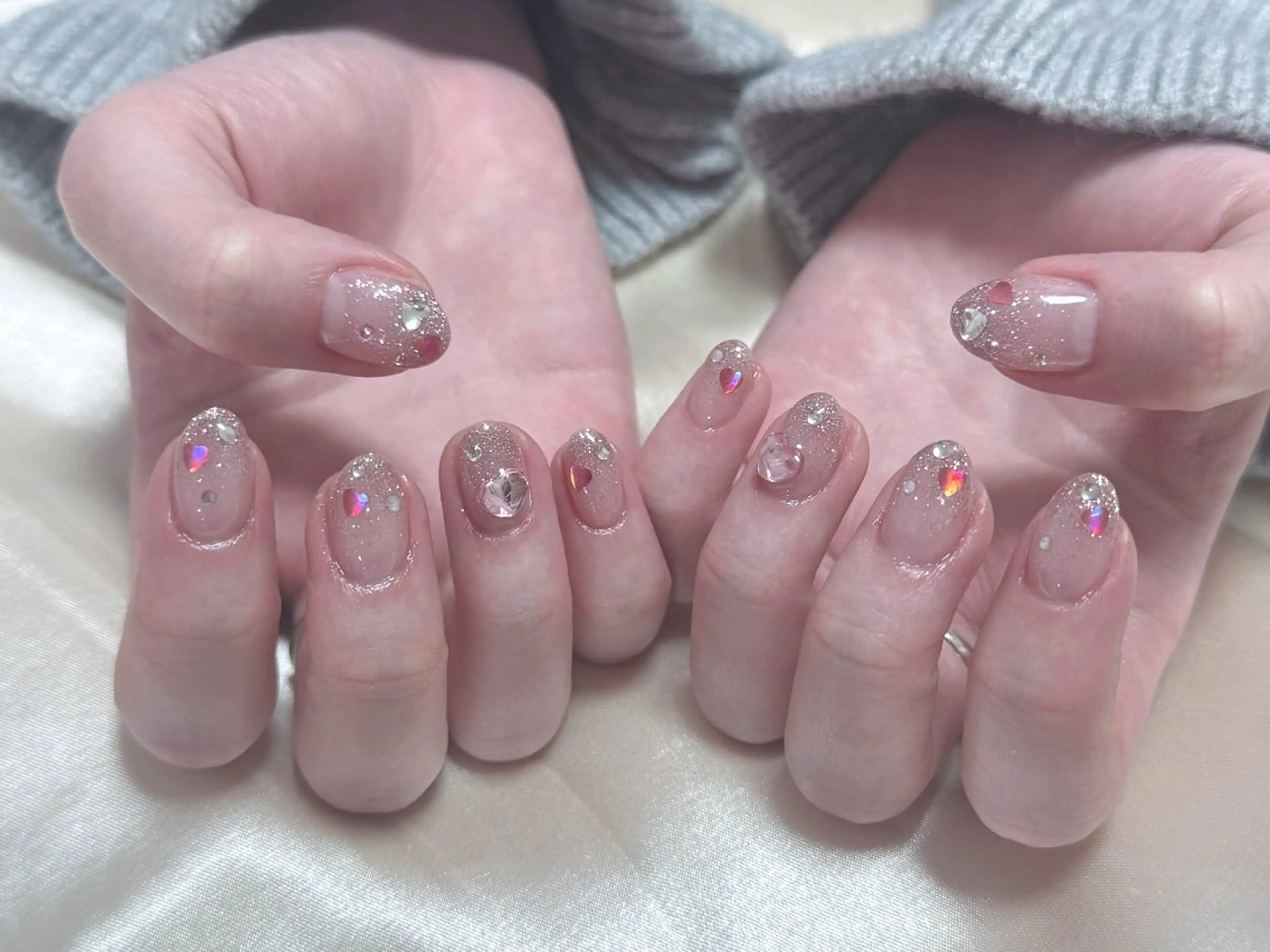 ネイル アートネイル オーロラネイル チークネイル フレンチネイル ガラスフレンチ ハンドネイル 🎀🎀YooLi Nail Salonのネイルデザイン