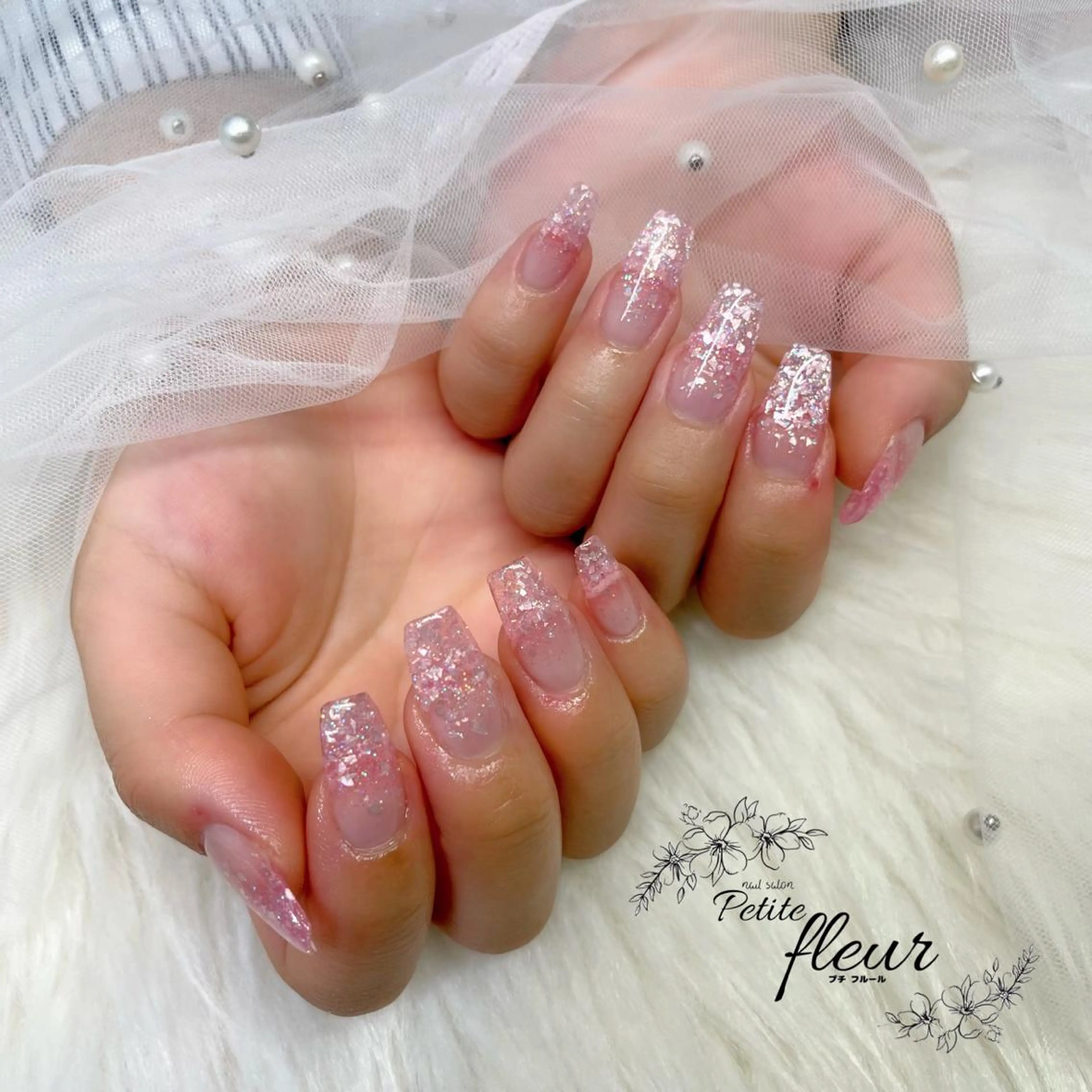 ネイル グラデーション ラメ(グリッター) ラメグラデーション スカルプネイル ❁⃘*。Petite fleur❁⃘*りさのネイルデザイン