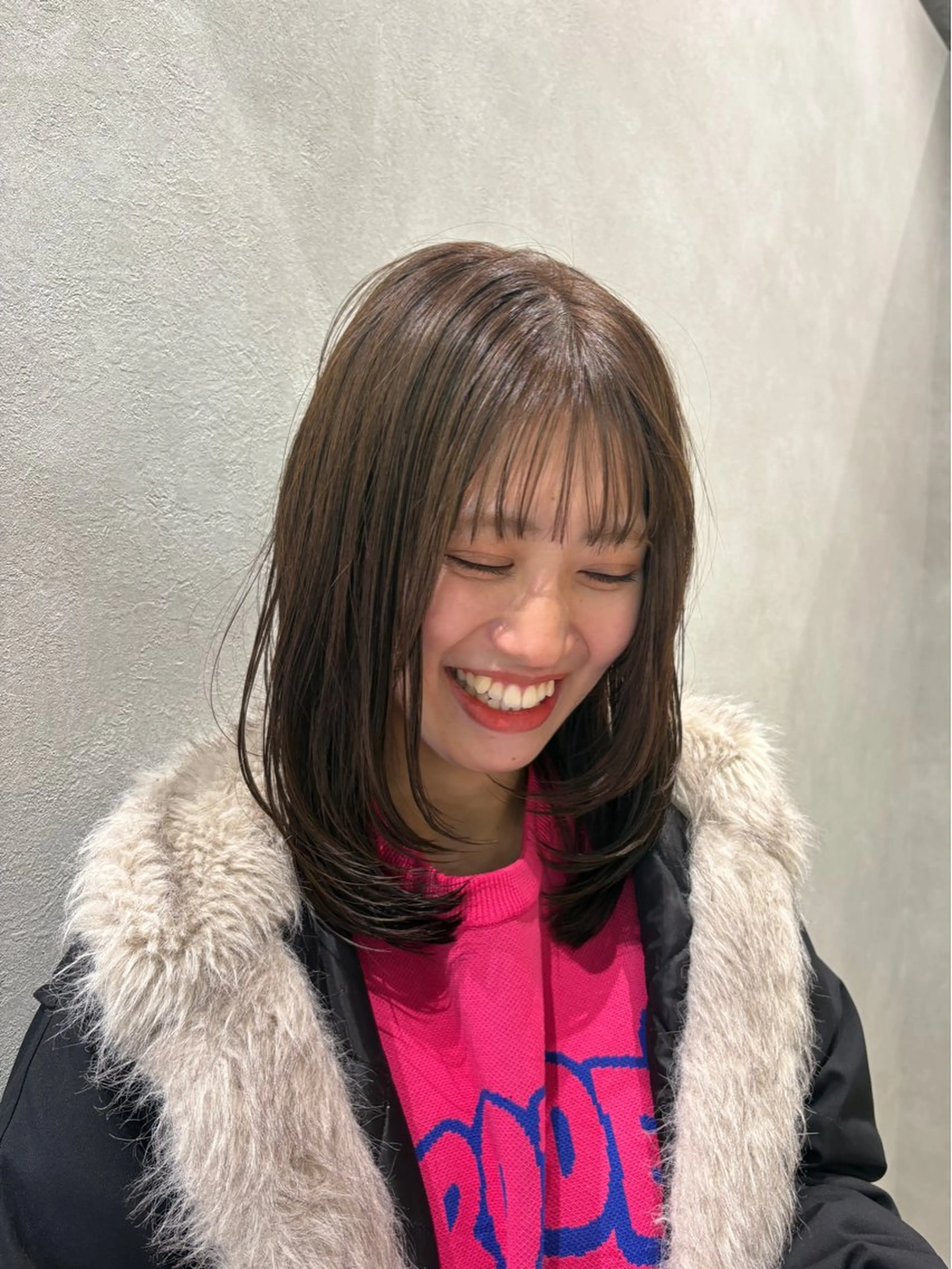 ミディアム カット ヘアカラー レイヤーカット/ パーマヘア/RIHOのヘアスタイル