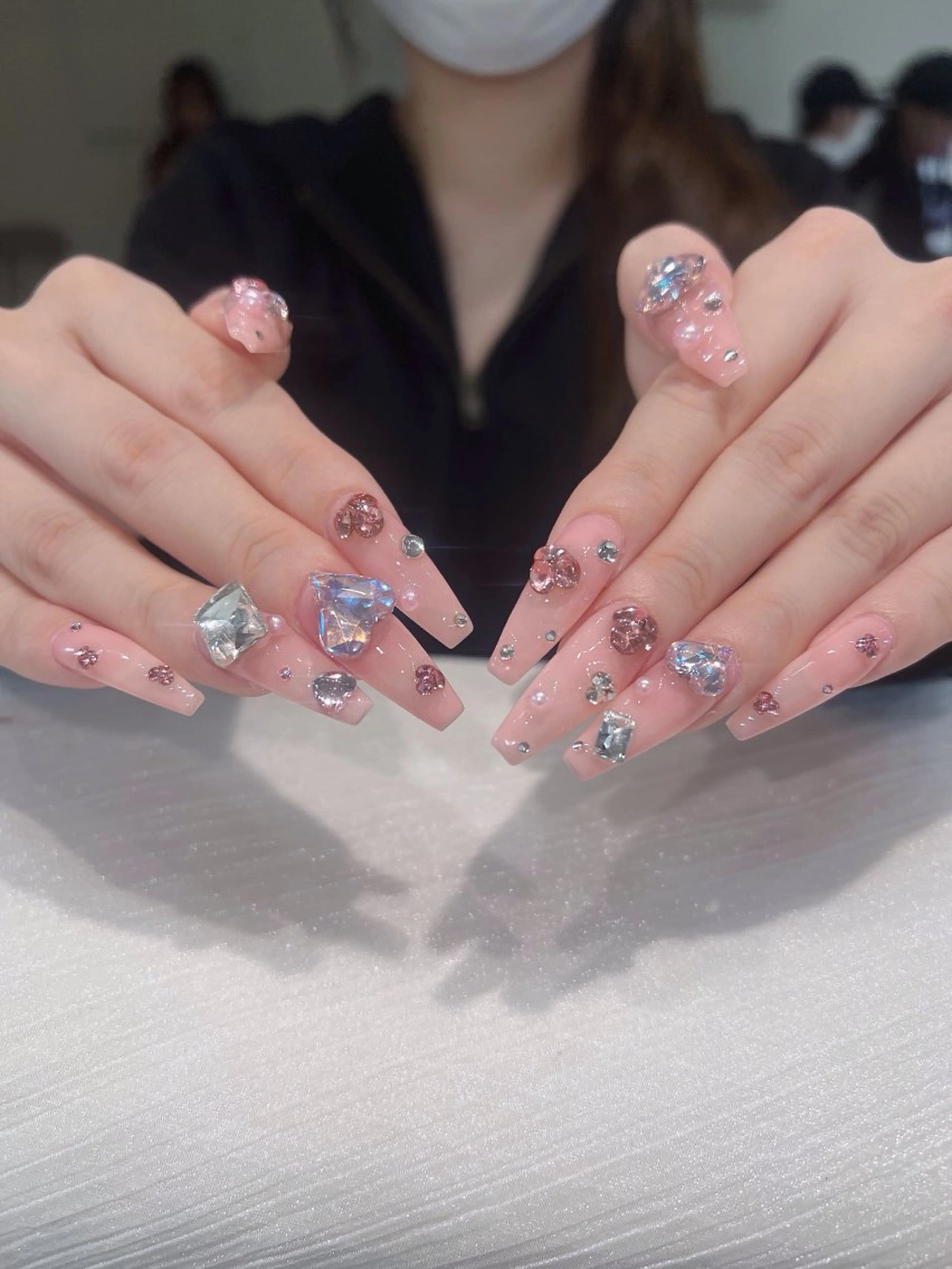 ネイル オーロラネイル ボルドー ブラウン 氷ネイル・うるうるネイル キラキラネイル ハンドネイル Sora  Nail 長さ出し専門店のネイルデザイン