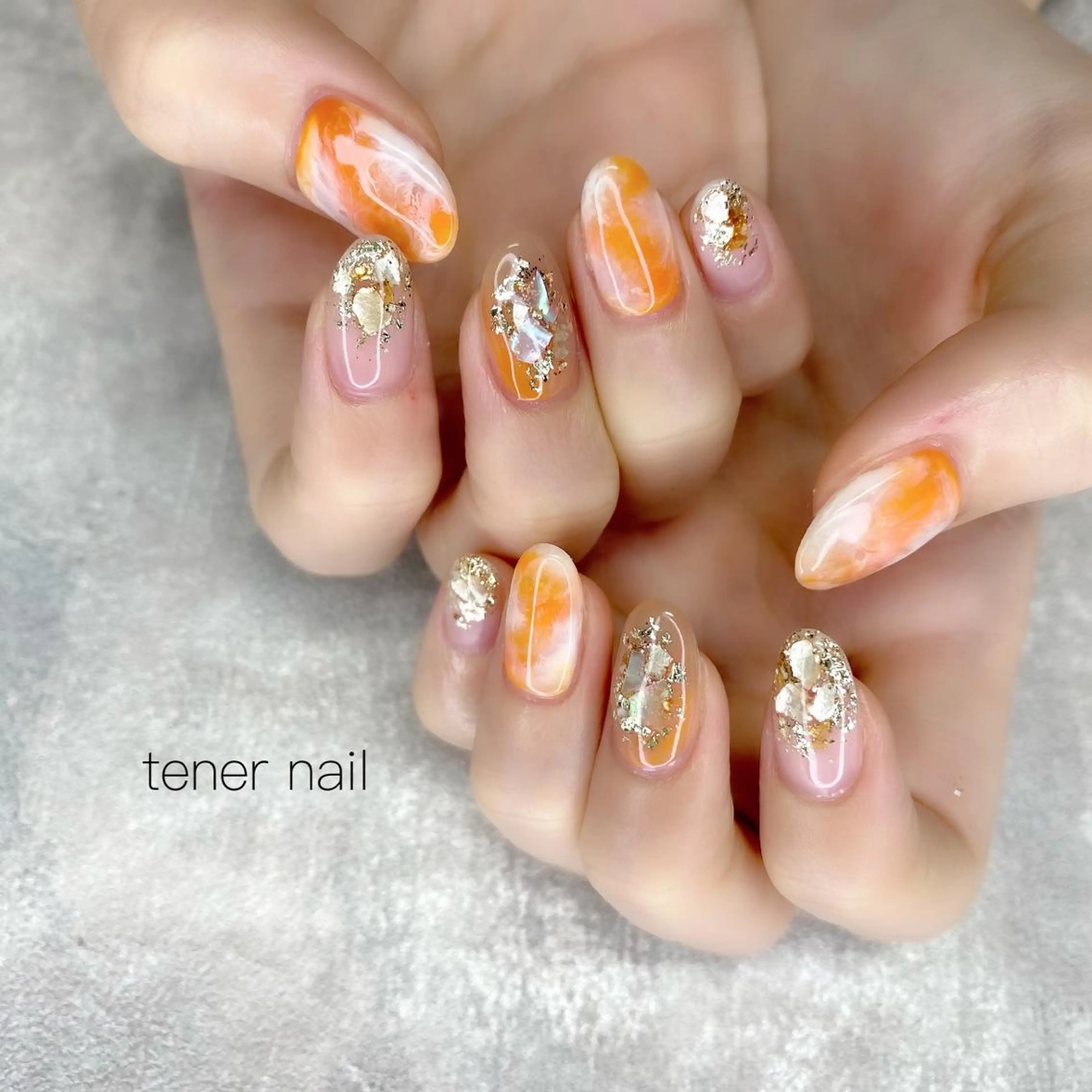 ネイル ニュアンスネイル オレンジ テネルネイル tener nailのネイルデザイン