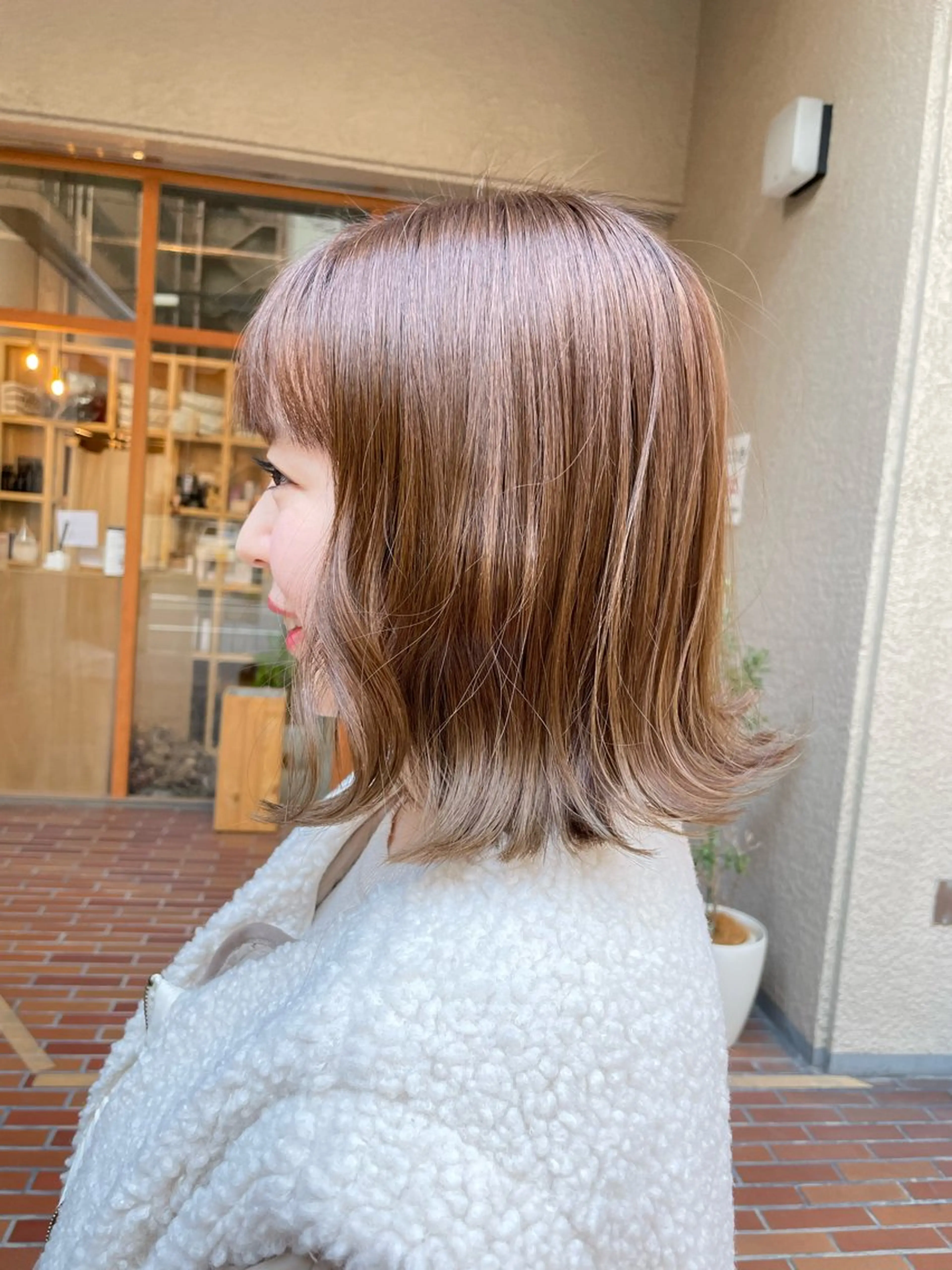 ミディアム カラー ベージュカラー 播磨茜/谷町四丁目/ Le'a/スパニストのヘアスタイル