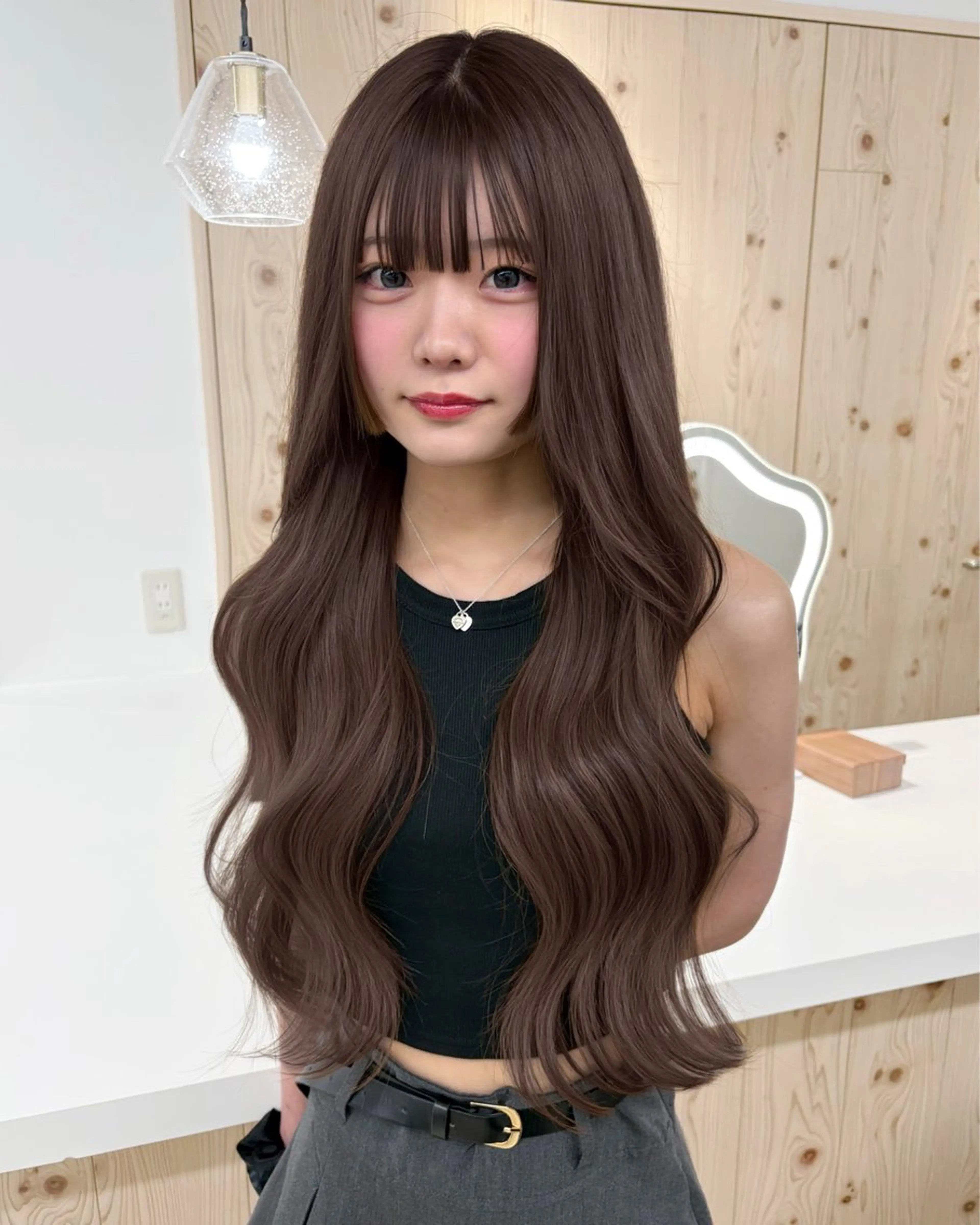 ロング カラー カット ヘアカラー トリートメント ヘアセット 新宿/韓国ヘア/ 髪質改善ストレートのヘアスタイル