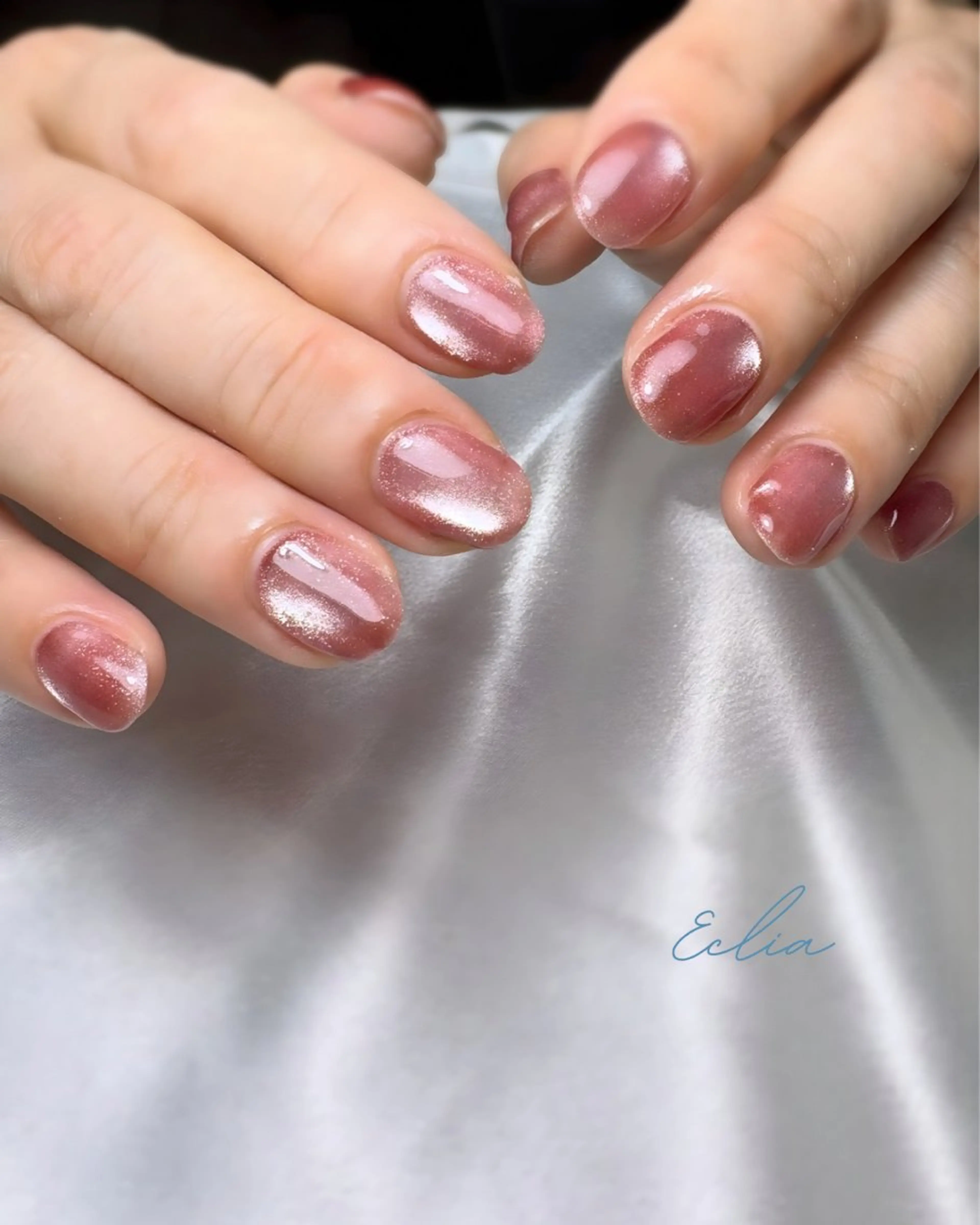 ネイル マグネットネイル ピンク ハンドネイル nailsalon Ecliaのネイルデザイン