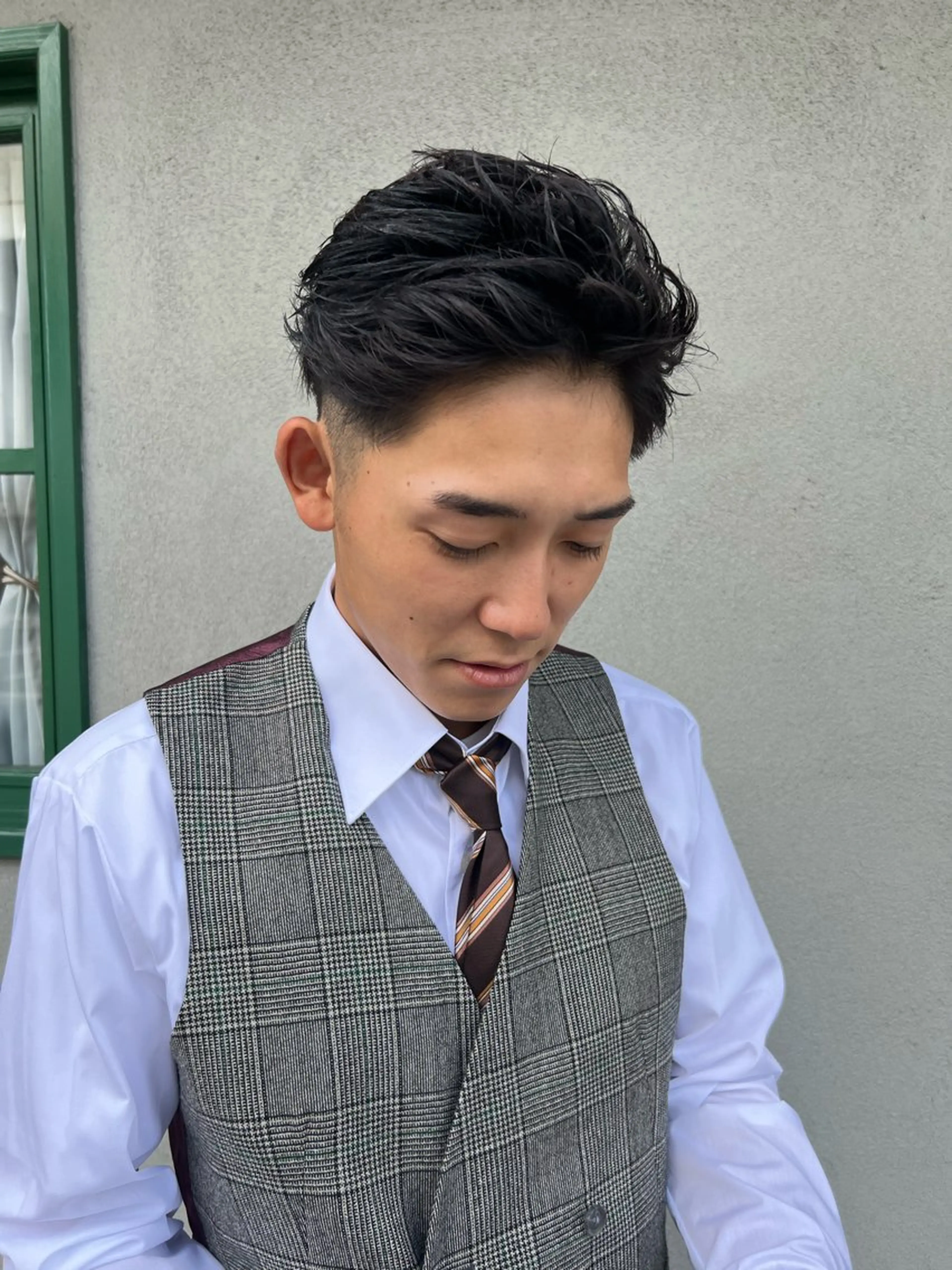 ショート パーマ ヘアアレンジ メンズ メンズパーマ シェアサロン　Guff所属・SHION men's permのヘアスタイル