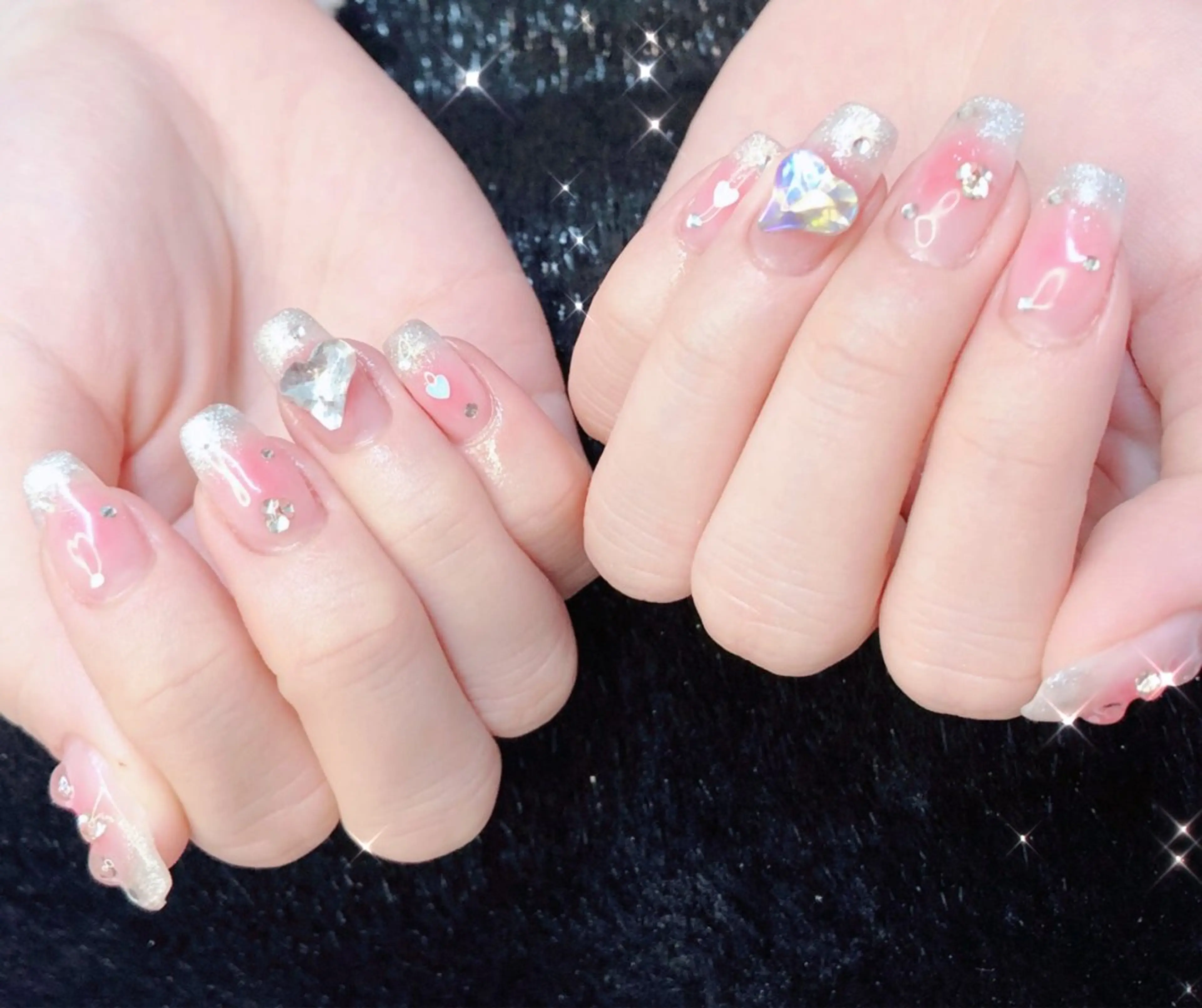 ネイル フットネイル フレンチネイル ジェルネイル ガラスフレンチ ハート 大門浜松町 ネイルのネイルデザイン