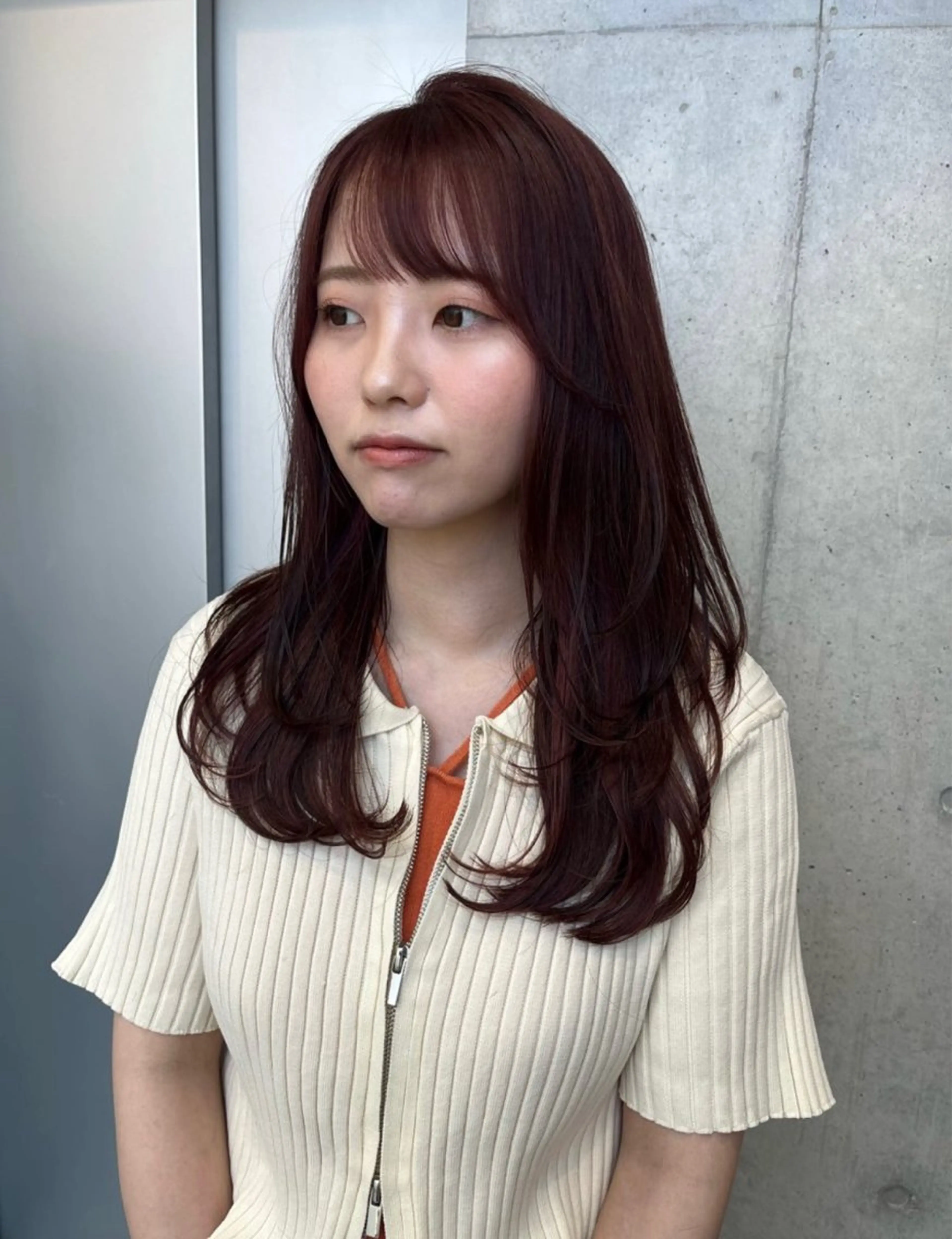 ミディアム カラー パーマ 透明感/オリーブ/ グレージュ/YUKAのヘアスタイル