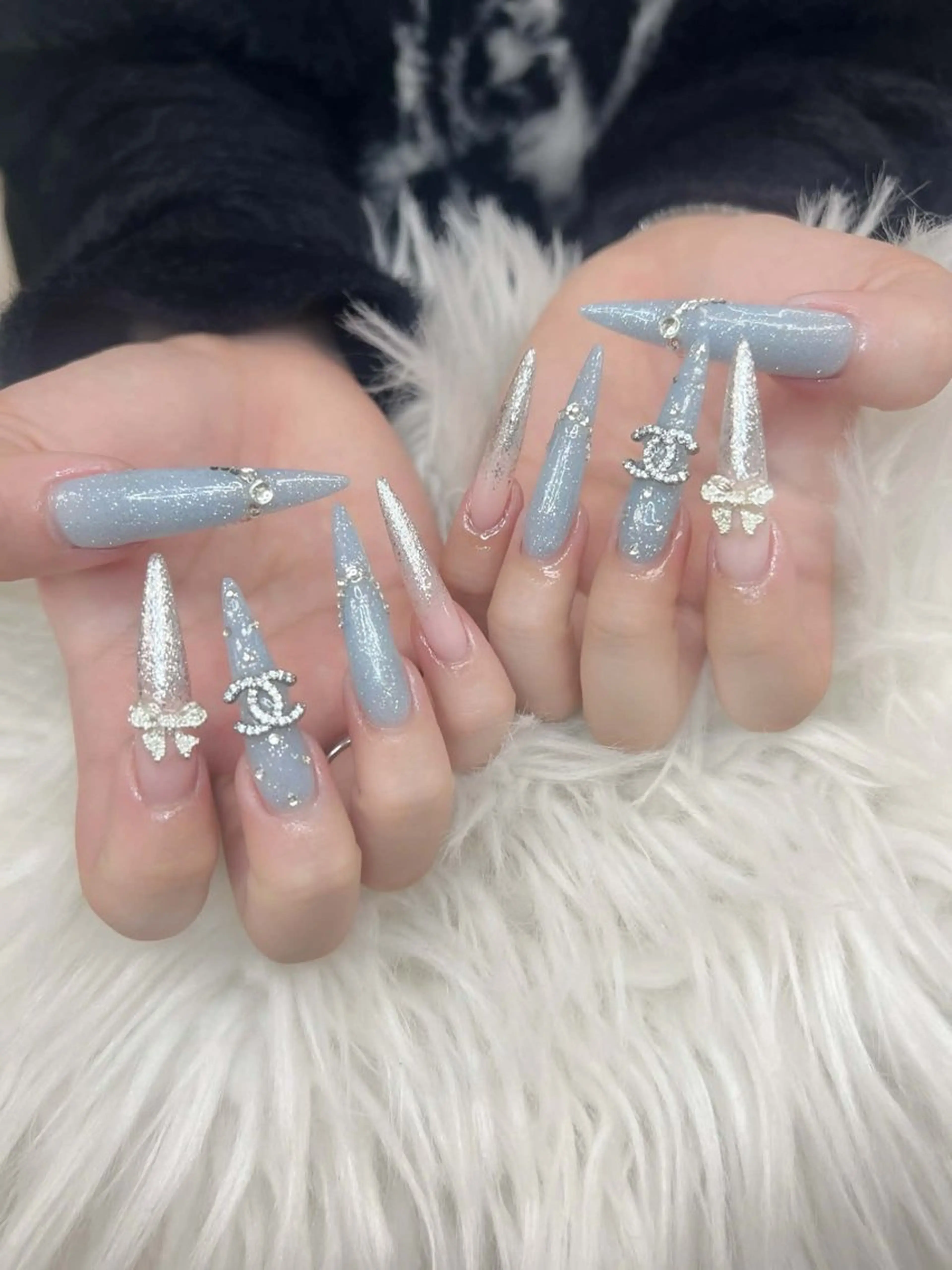 ネイル アートネイル オーロラネイル チークネイル 長さ出し フットネイル Noiranail_ studio川越西口のネイルデザイン