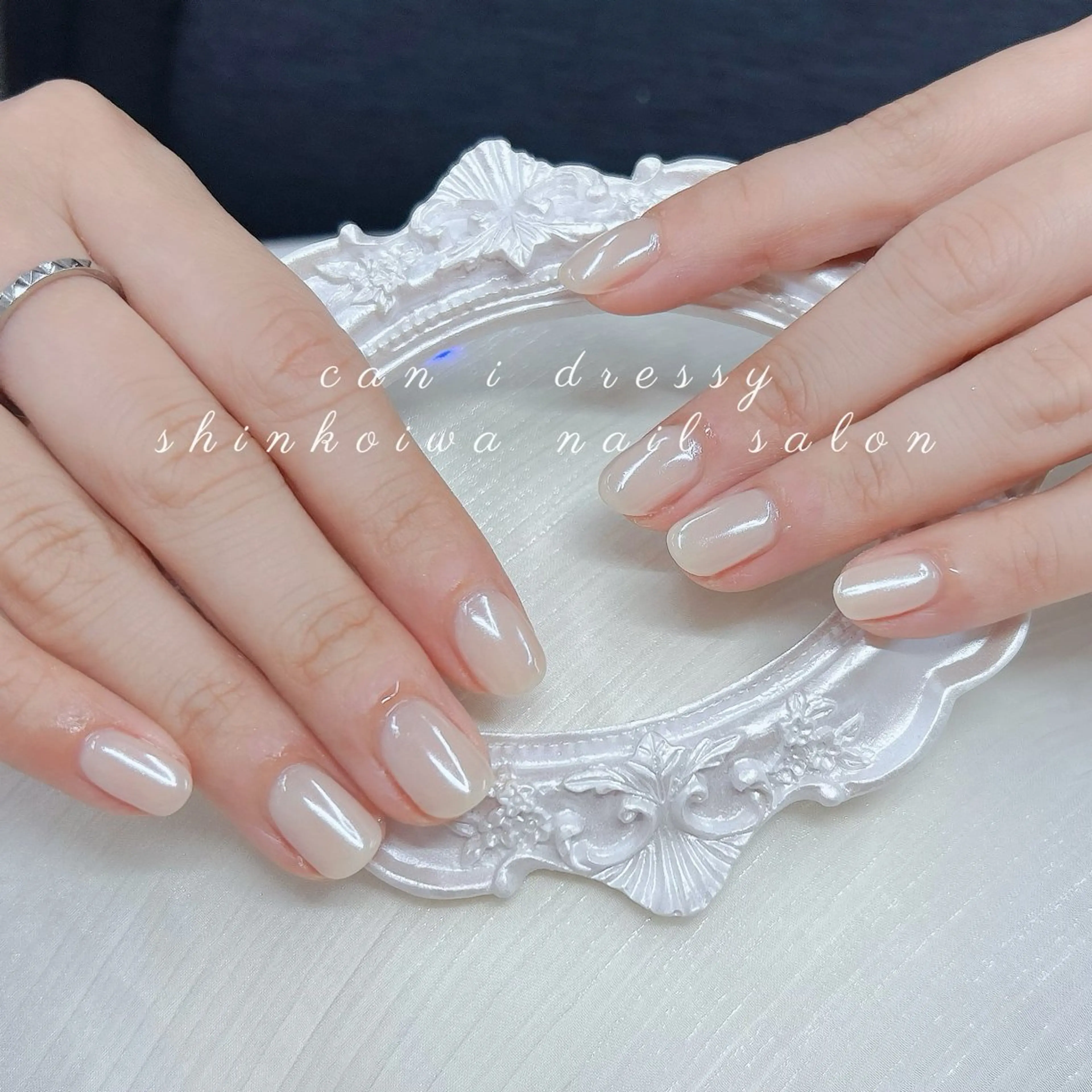ネイル ミラーネイル ホワイト ハンドネイル キャンアイドレッシー 新小岩のネイルデザイン