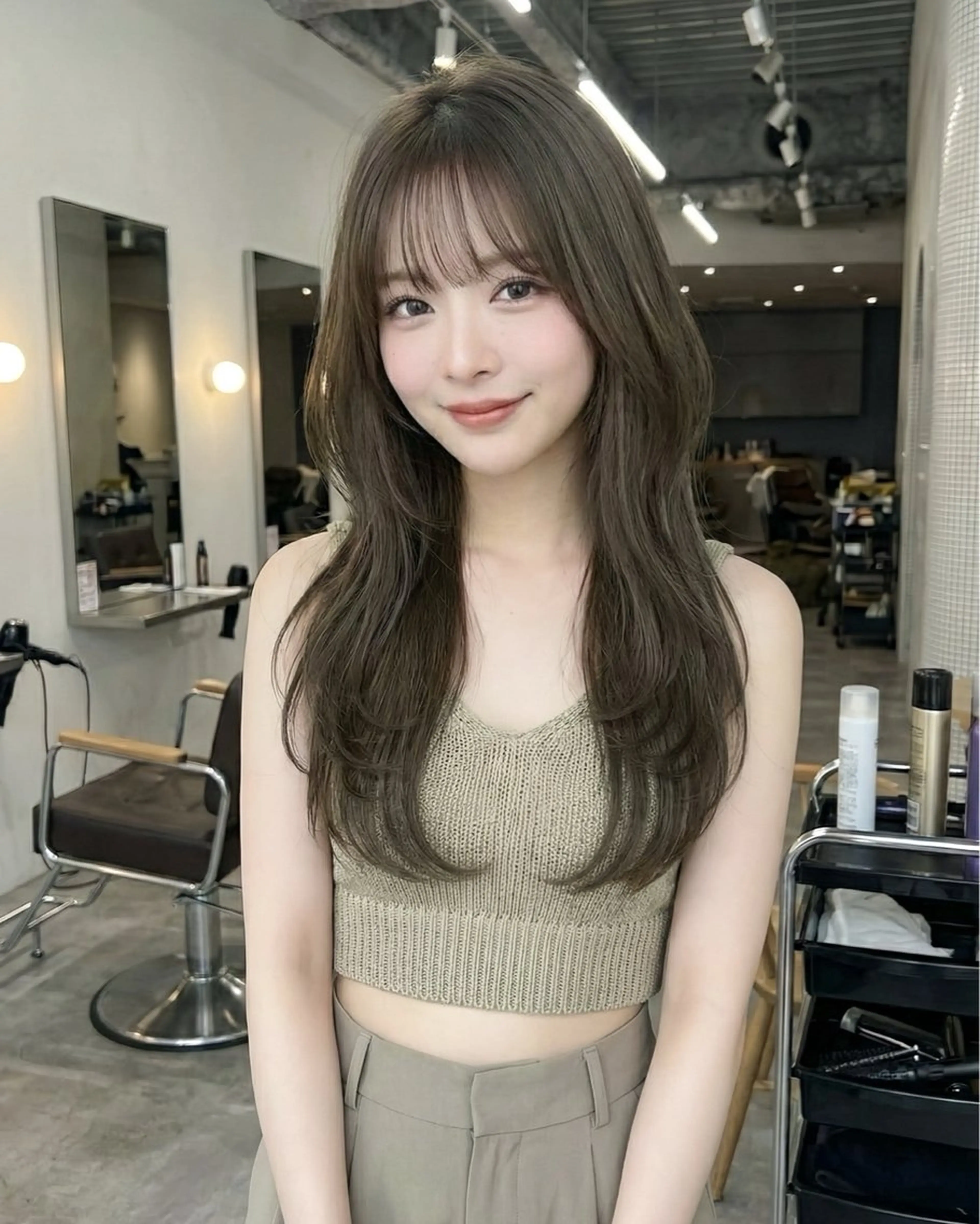 ロング レイヤーカット カット ヘアカラー トリートメント レイヤー/顔周り カット/松岡 祥利のヘアスタイル