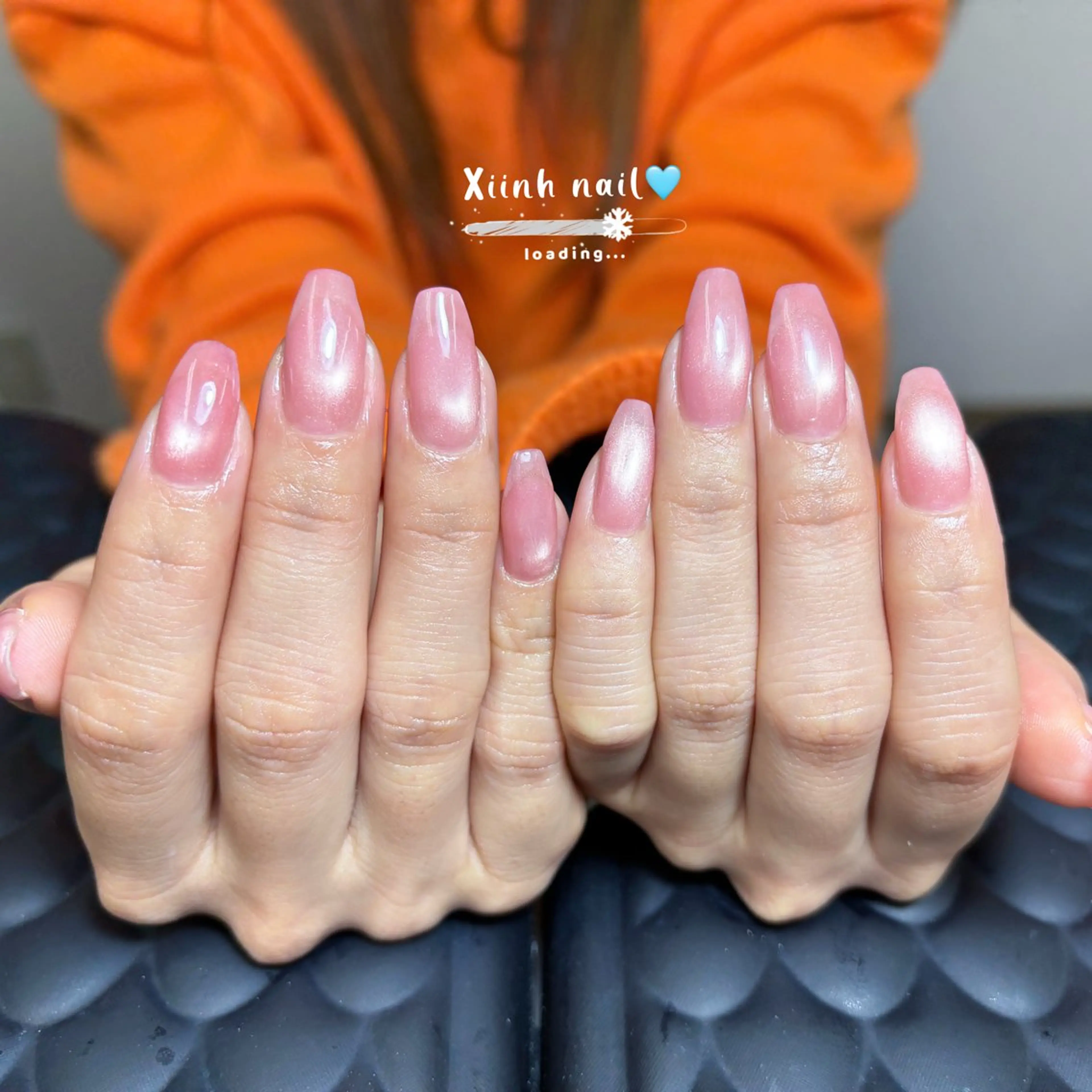ネイル ブラウン チークネイル 桜ネイル 長さ出し フットネイル ハンドネイル XIINH NAIL SALONのネイルデザイン