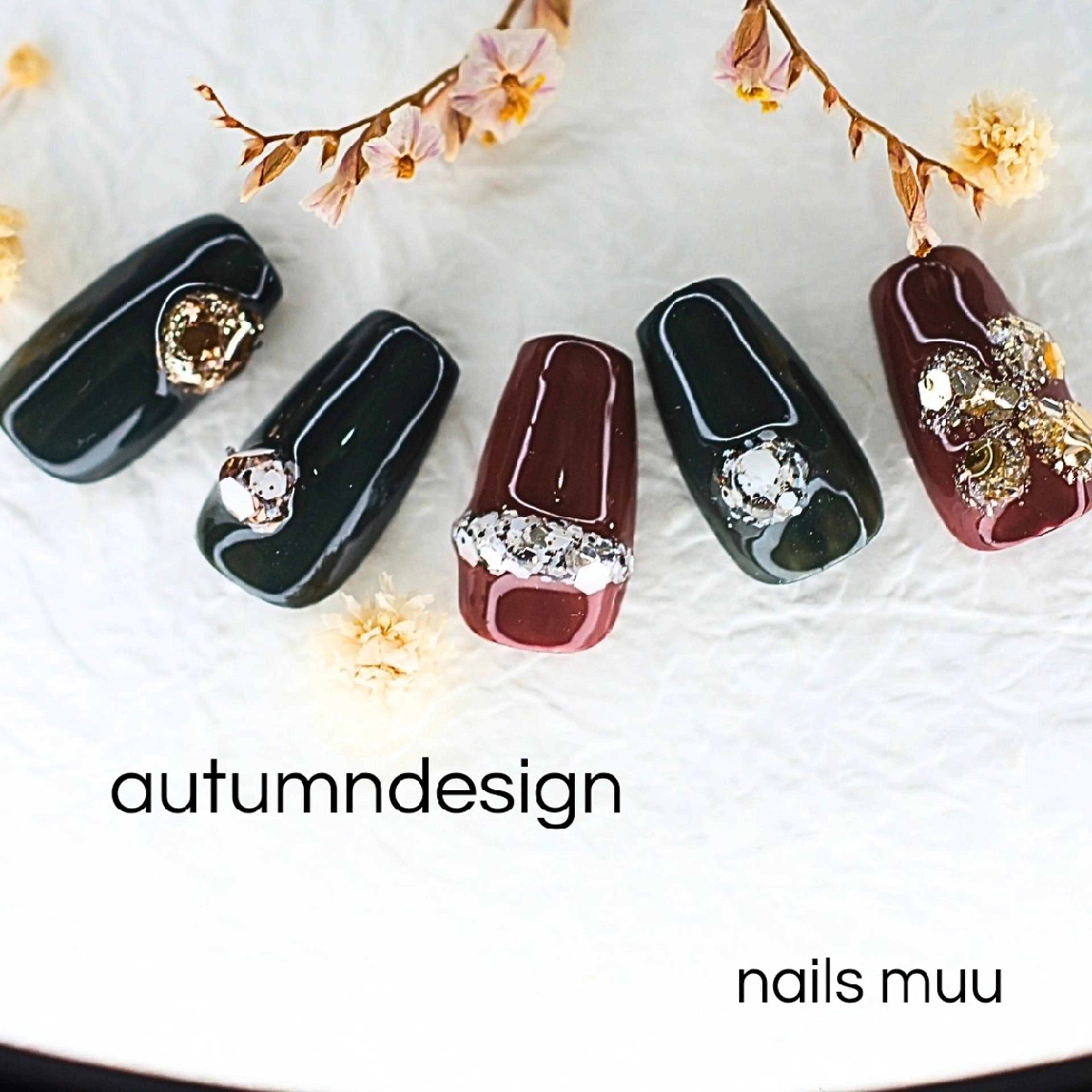 ネイル アートネイル ジェルネイル 冬ネイル ハンドネイル nails muu まゆのネイルデザイン