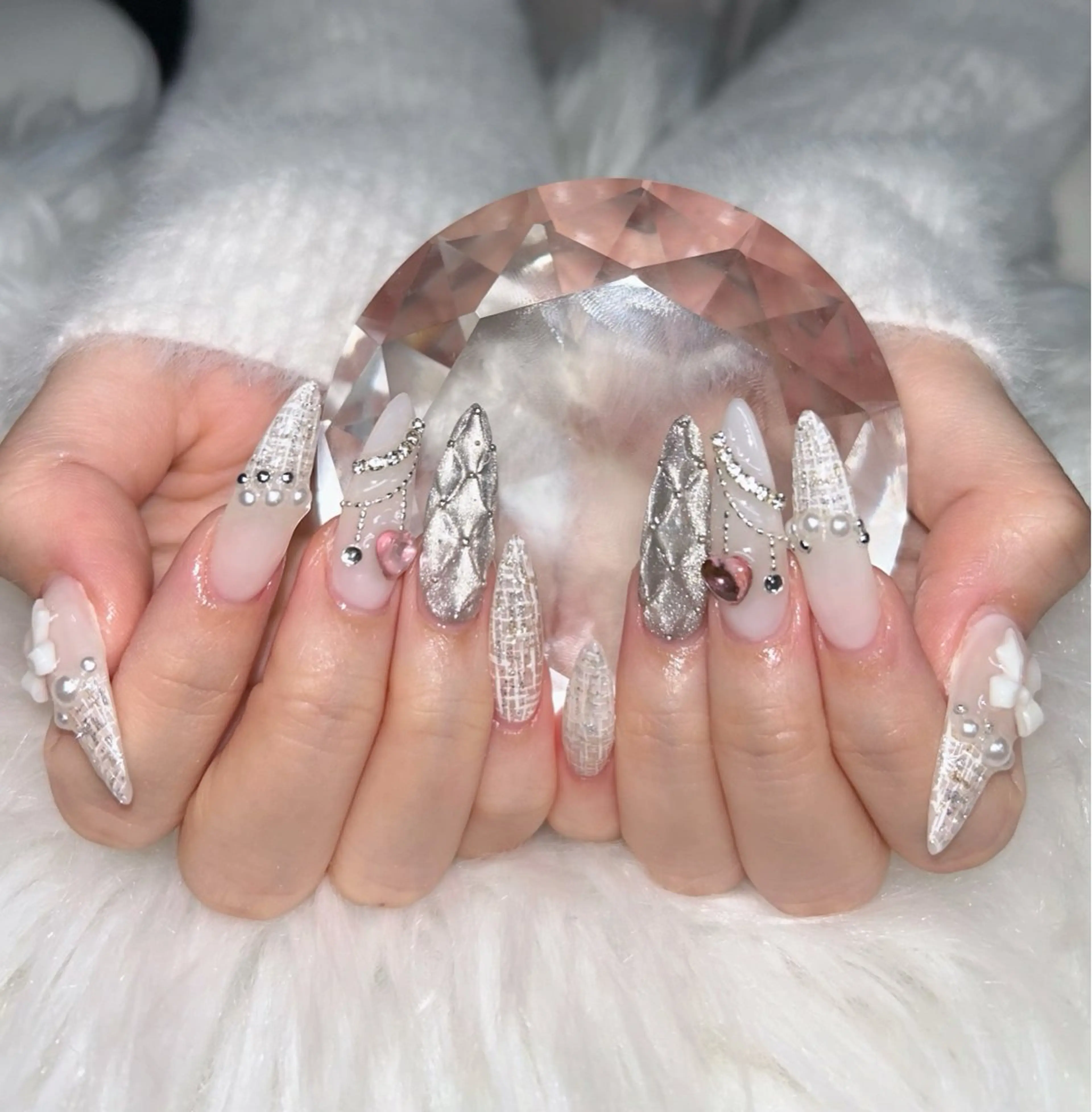 ネイル アートネイル オーロラネイル チークネイル 長さ出し フットネイル Chan nailsのネイルデザイン