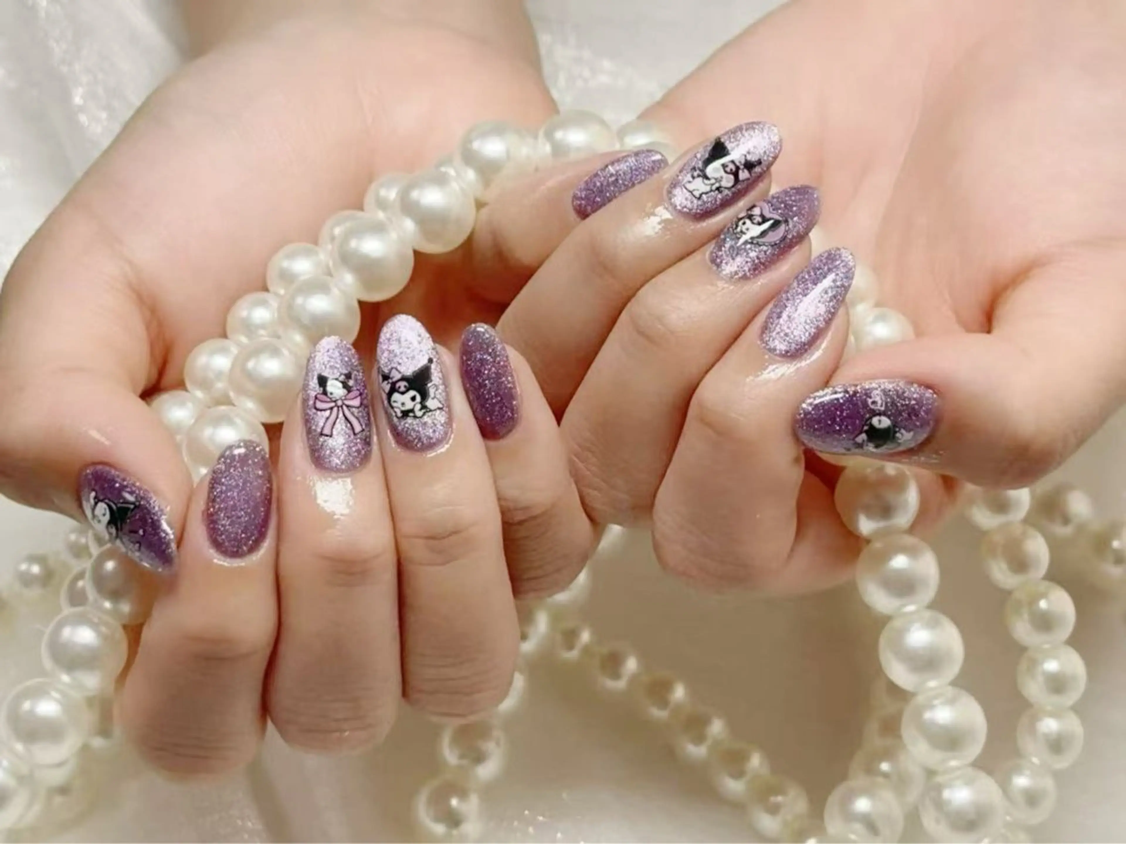 ネイル オーロラネイル 長さ出し フレンチネイル ガーリー キラキラネイル RIn 🎀のネイルデザイン