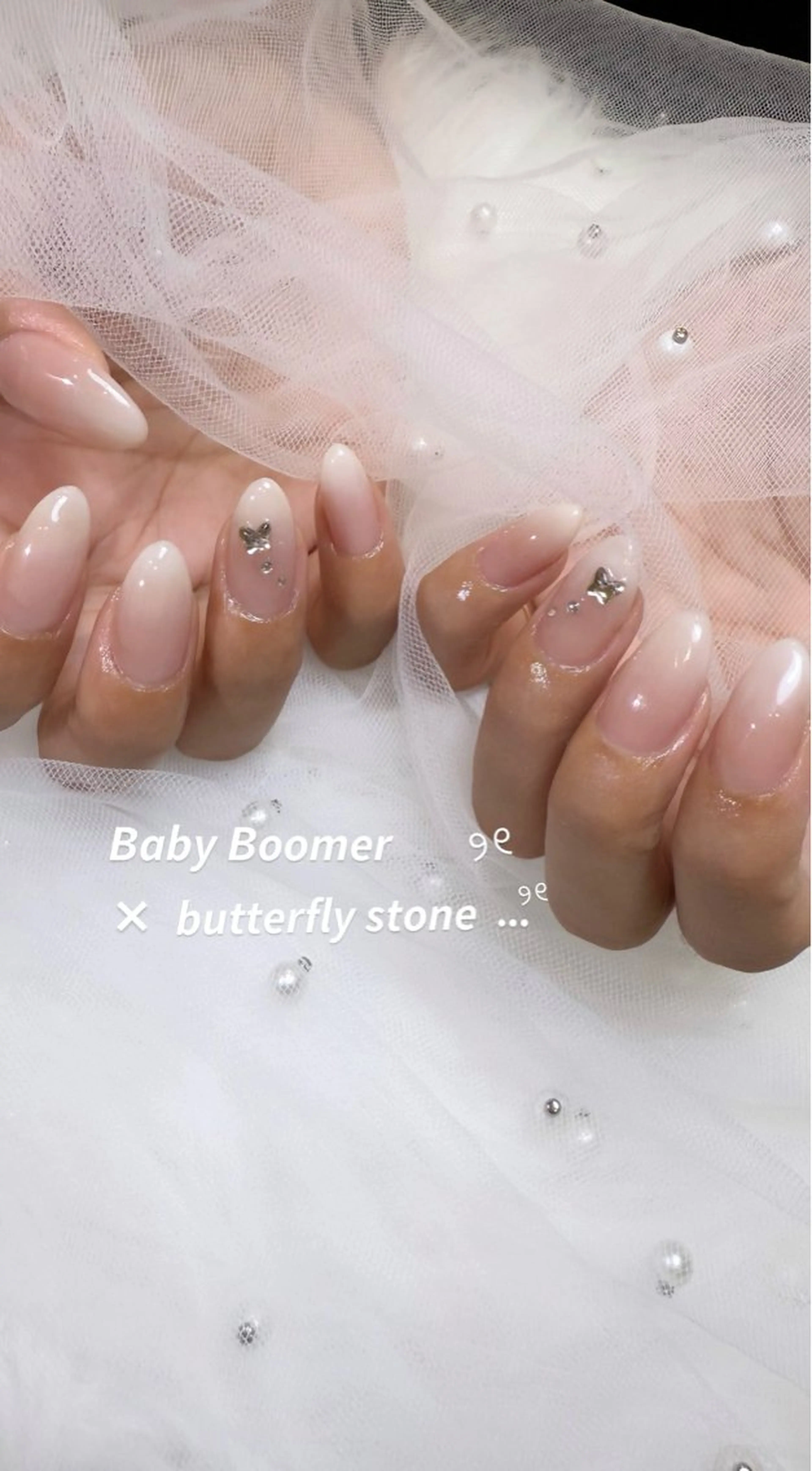 ネイル グラデーション ホワイト ハンドネイル bonny nail みゆのネイルデザイン