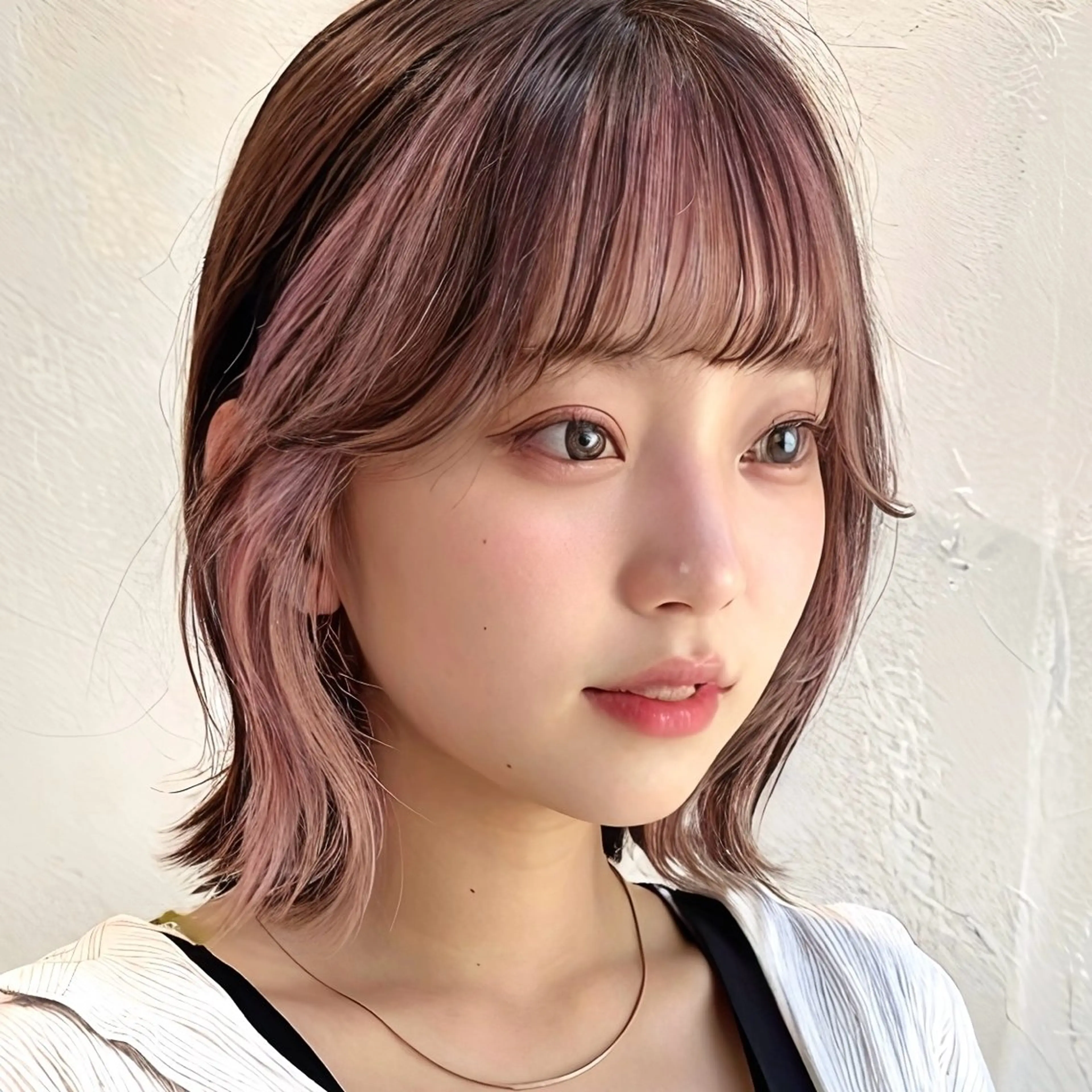 ミディアム カラー インナーカラー ピンクカラー ボブ 韓国風ヘア カット ヘアカラー トリートメント インナーカラー/レイ ヤーカット♡/マキシのヘアスタイル