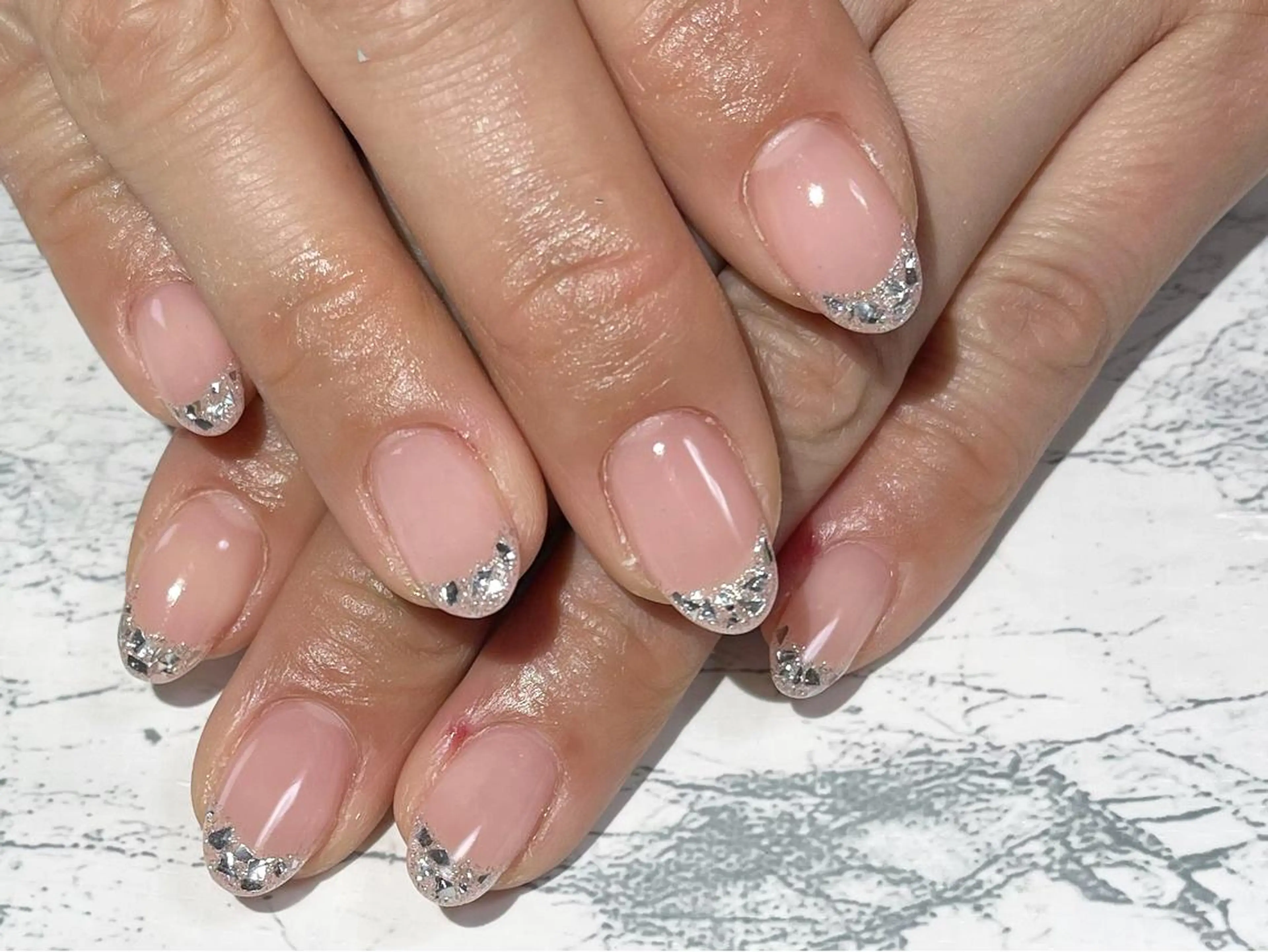 ネイル フットネイル フレンチネイル ガラスフレンチ ニュアンスネイル シンプルネイル nail fufla ♡yamane♡のネイルデザイン