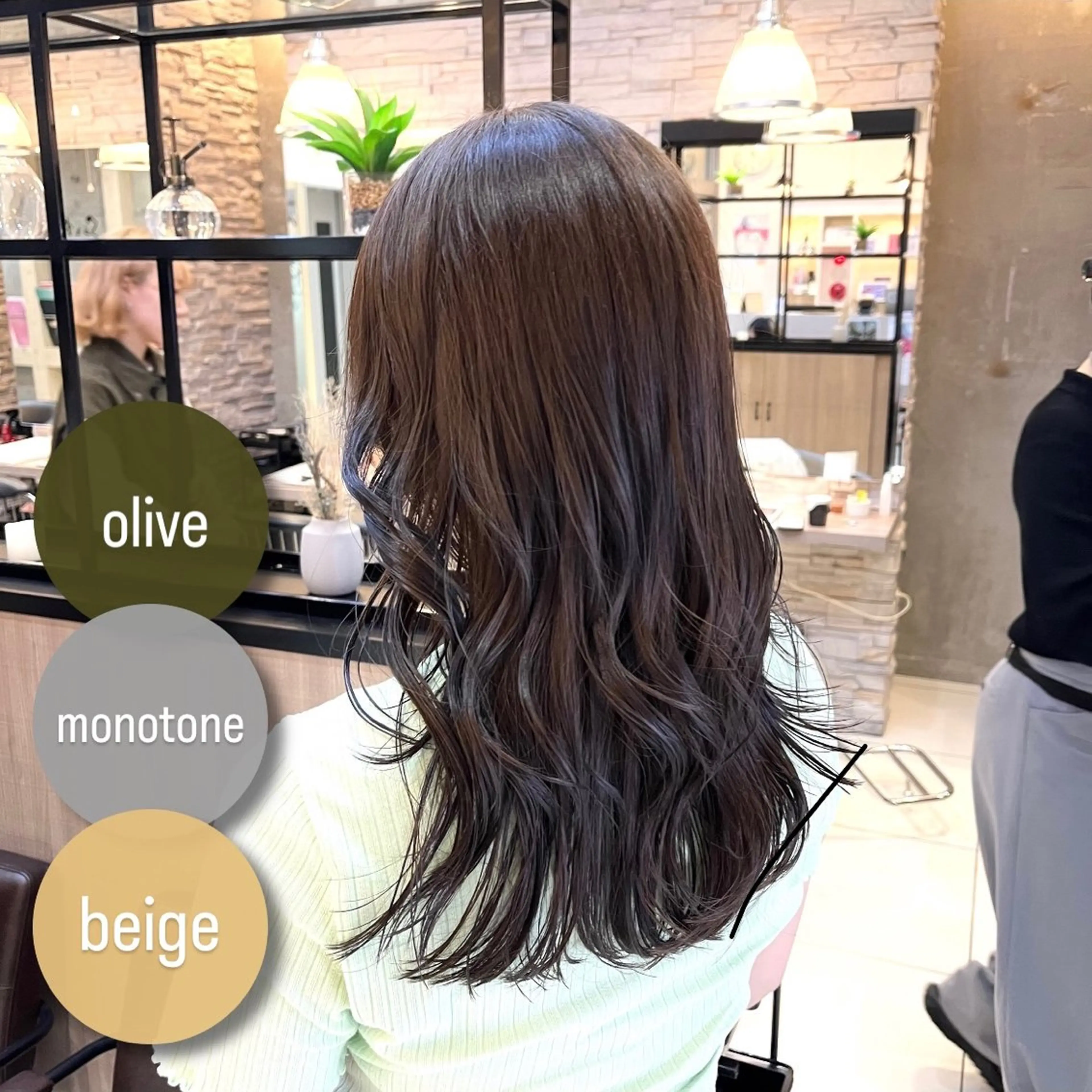 ミディアム カラー ベージュカラー 透明感カラー グレージュ オリーブベージュ オリーブカラー カット ヘアカラー トリートメント 透明感カラー/ くびれヘア/館岡俊平のヘアスタイル