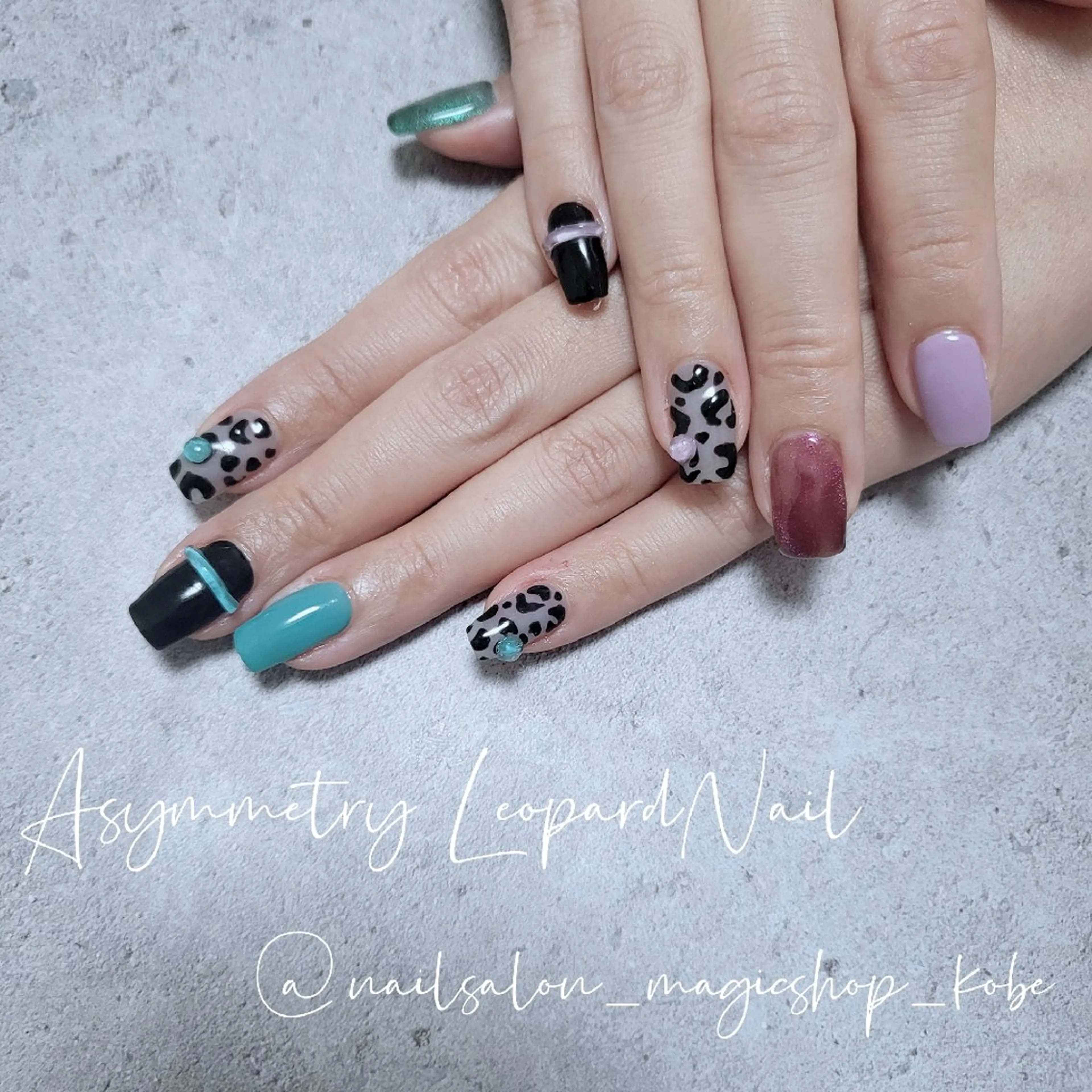 ネイル アニマル柄 ジェルネイル マグネットネイル ソフトジェル ハンドネイル Nailsalon MagicShopのネイルデザイン