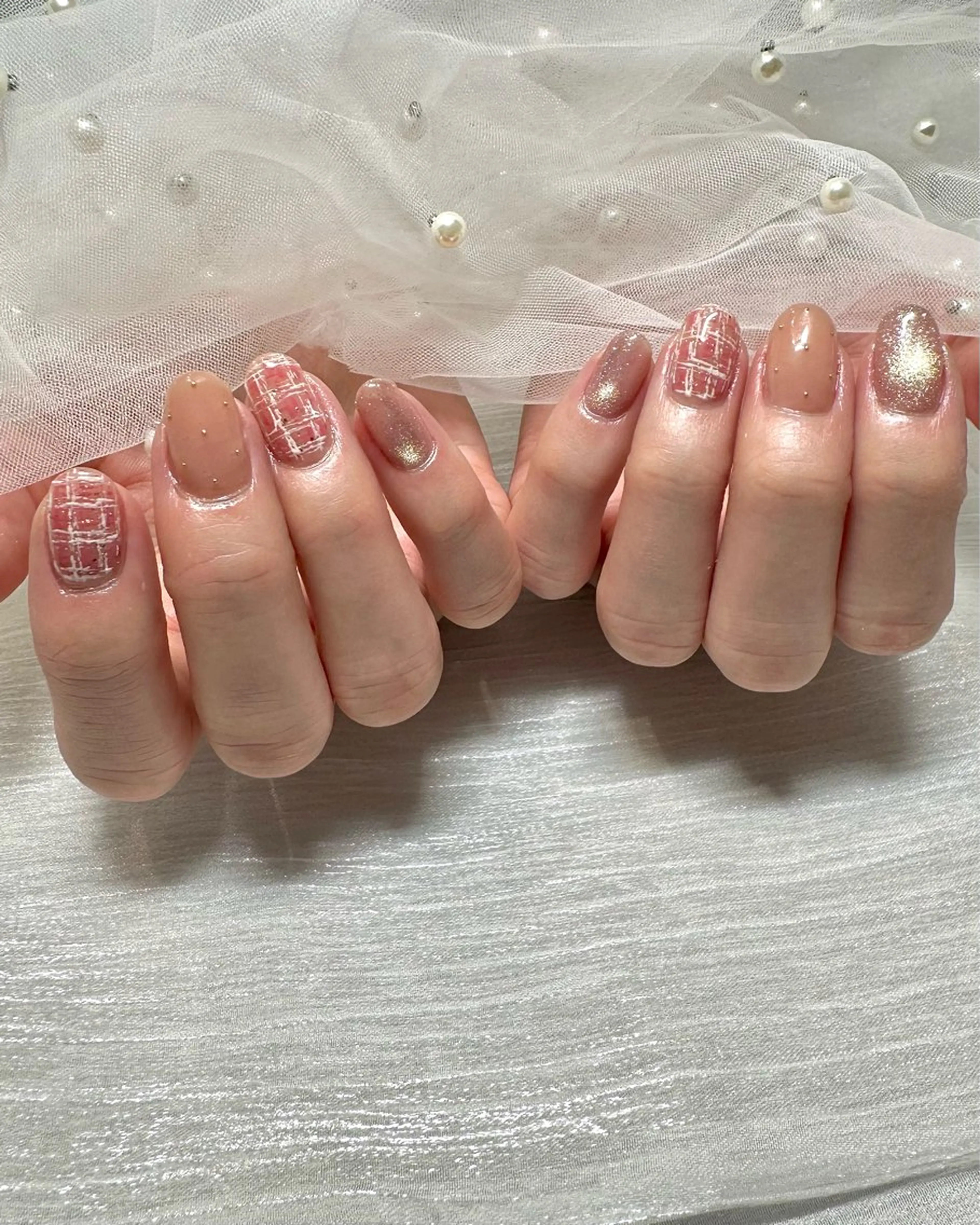 ネイル ドット マグネットネイル ピンク ピンクベージュ シンプルネイル Sei ｜ cres nailのネイルデザイン