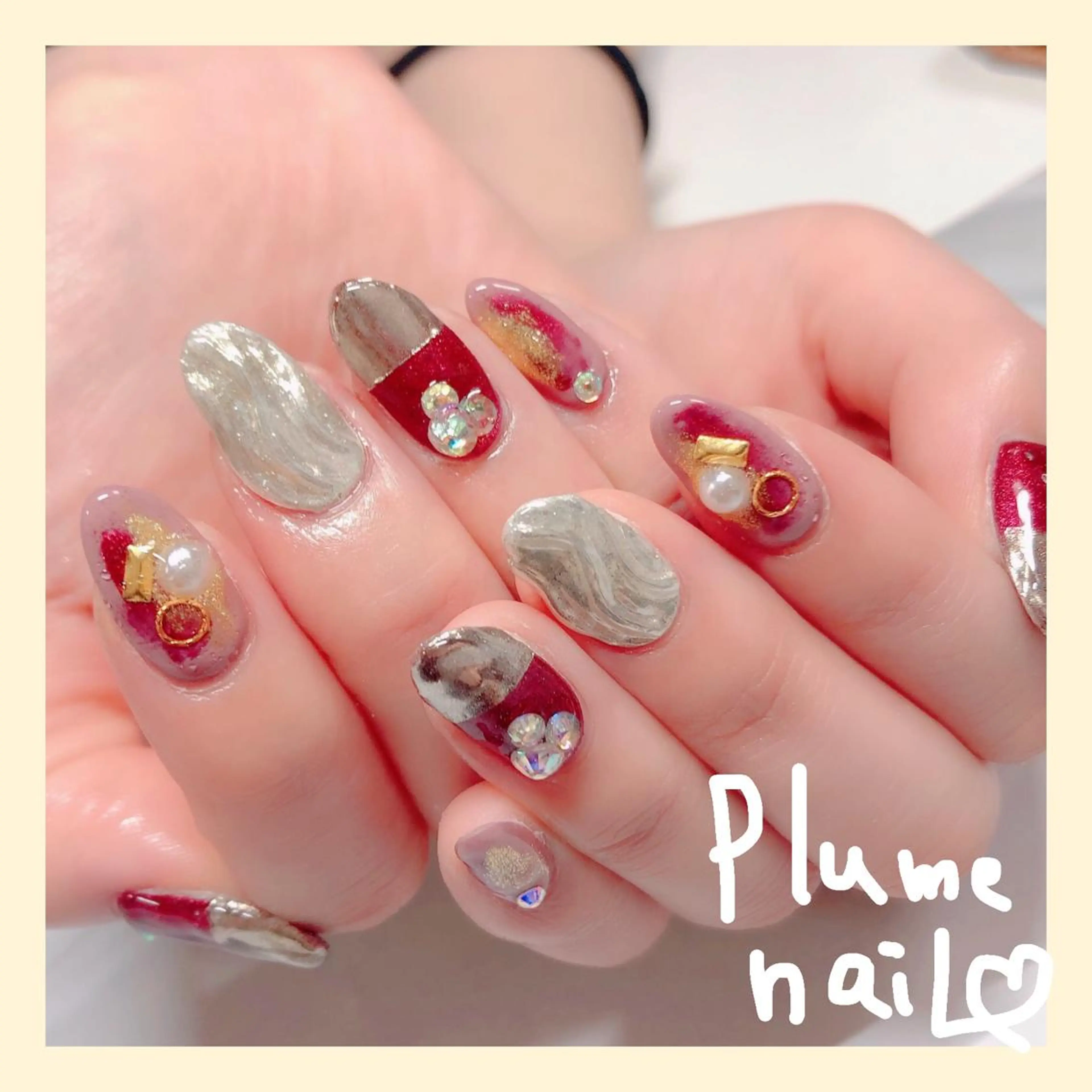 ネイル アートネイル キラキラネイル 韓国ネイル ミラーネイル ニュアンスネイル ハンドネイル plume nail ☆韓国ネイルのネイルデザイン