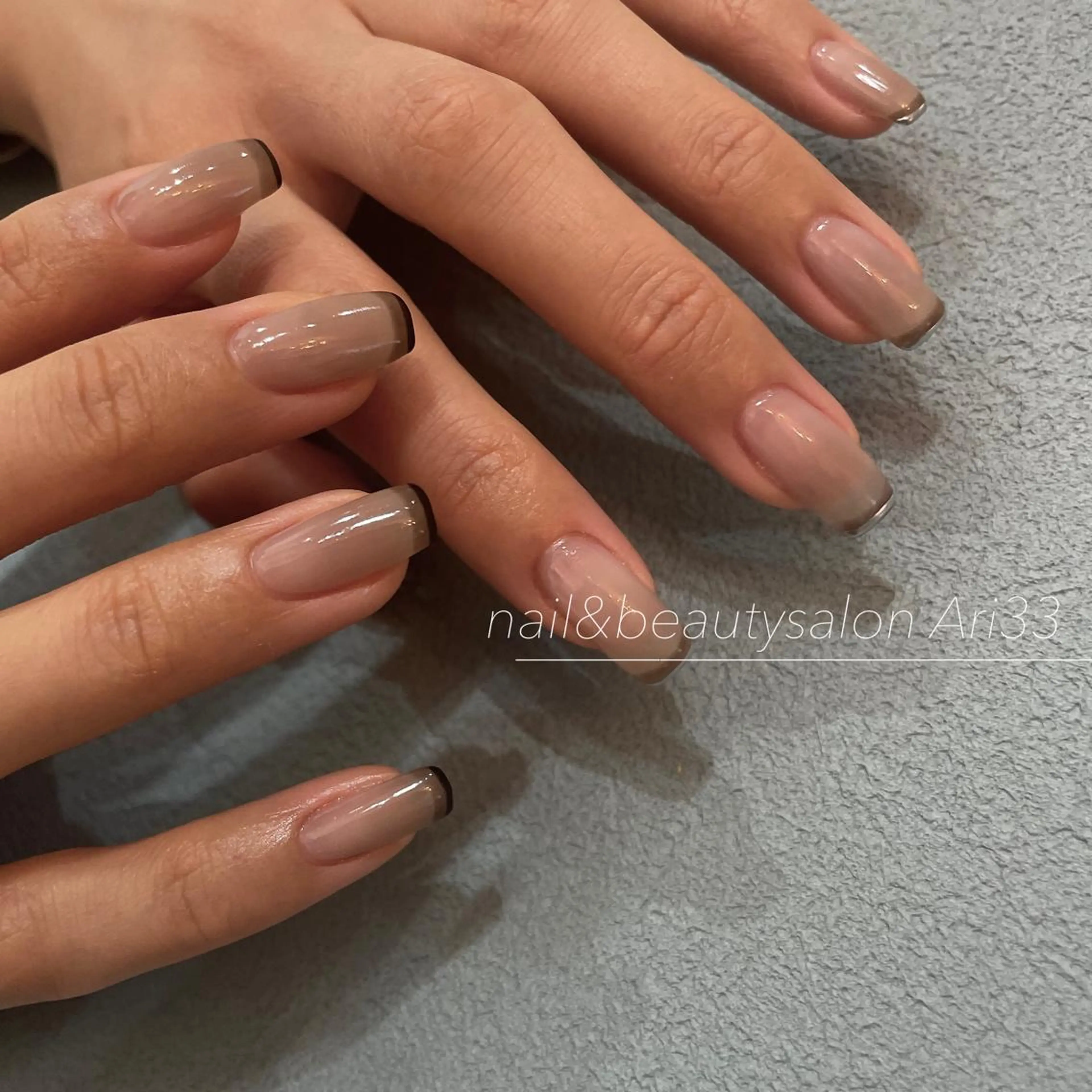 ネイル ダブルフレンチ フレンチネイル ニュアンスネイル ハンドネイル プライベートサロン Ari33nailのネイルデザイン