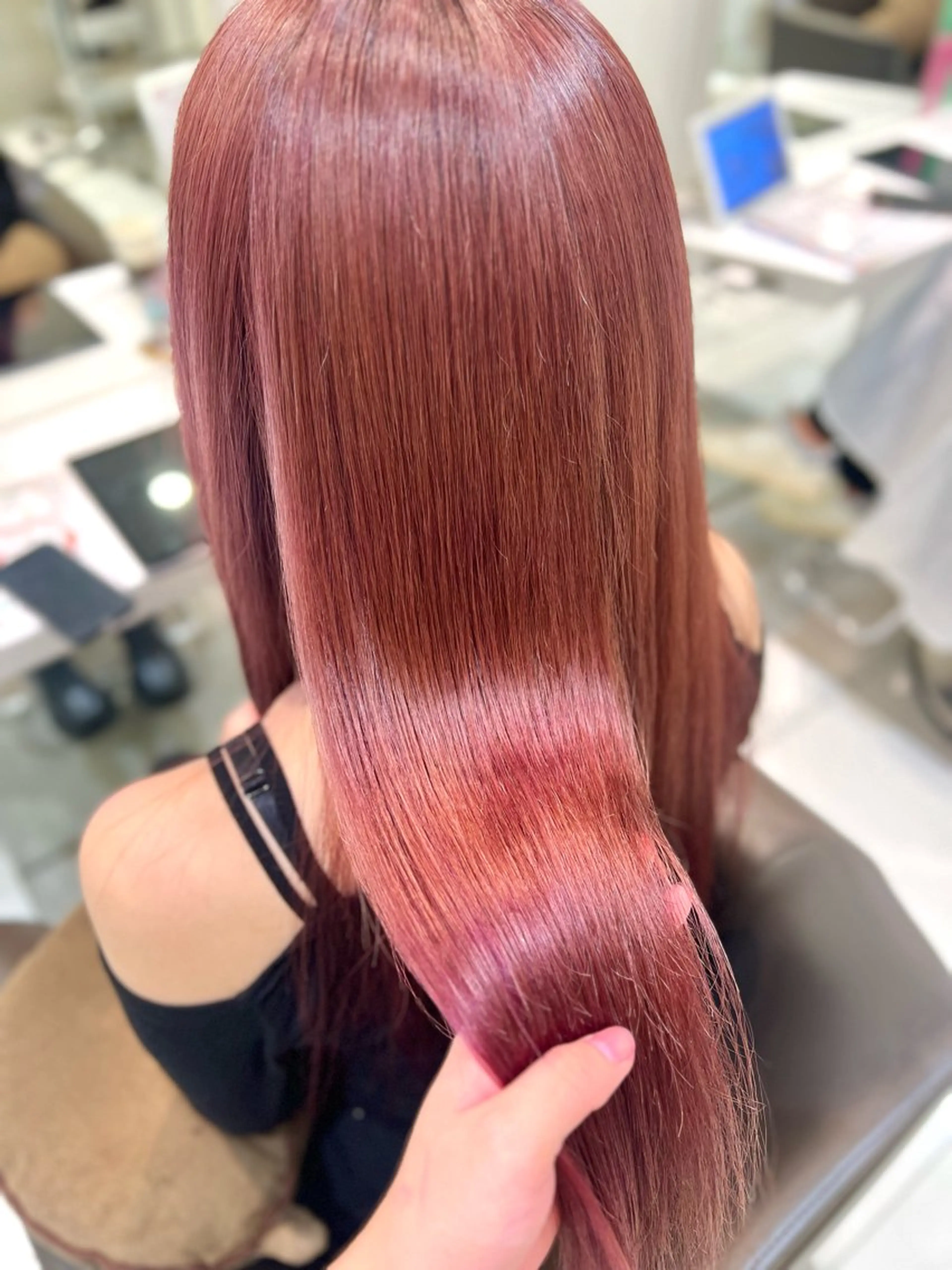 ロング カラー ブリーチ ラベンダーカラー ピンクカラー ピンクラベンダー Yuka/Aujua ソムリエ/髪質改善のヘアスタイル