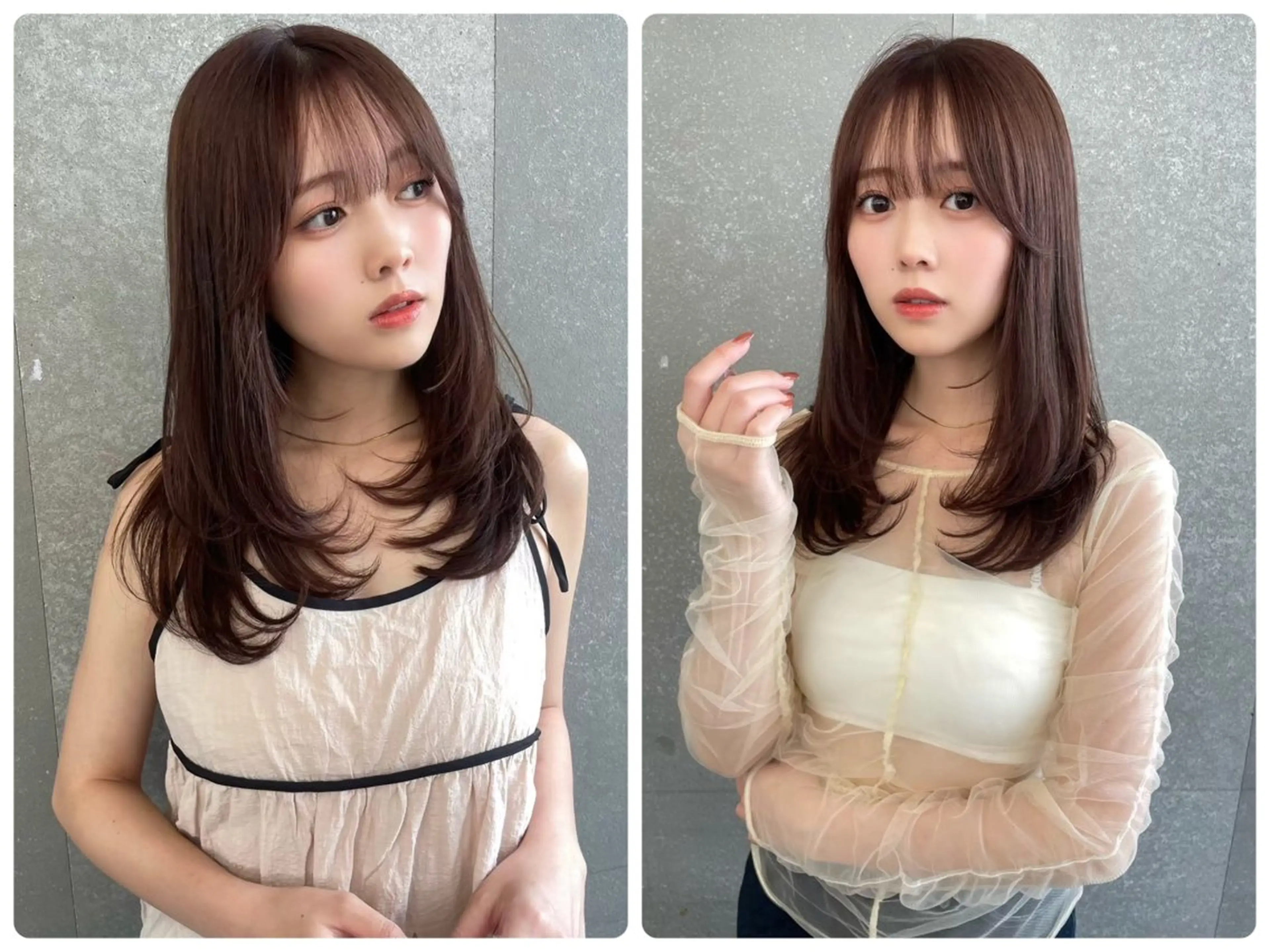 セミロング セミロングレイヤー チョコレートブラウン 韓国風ヘア レイヤーカット カット ヘアカラー トリートメント ✨レイヤー/韓国 /✨ヘア山下　遥のヘアスタイル