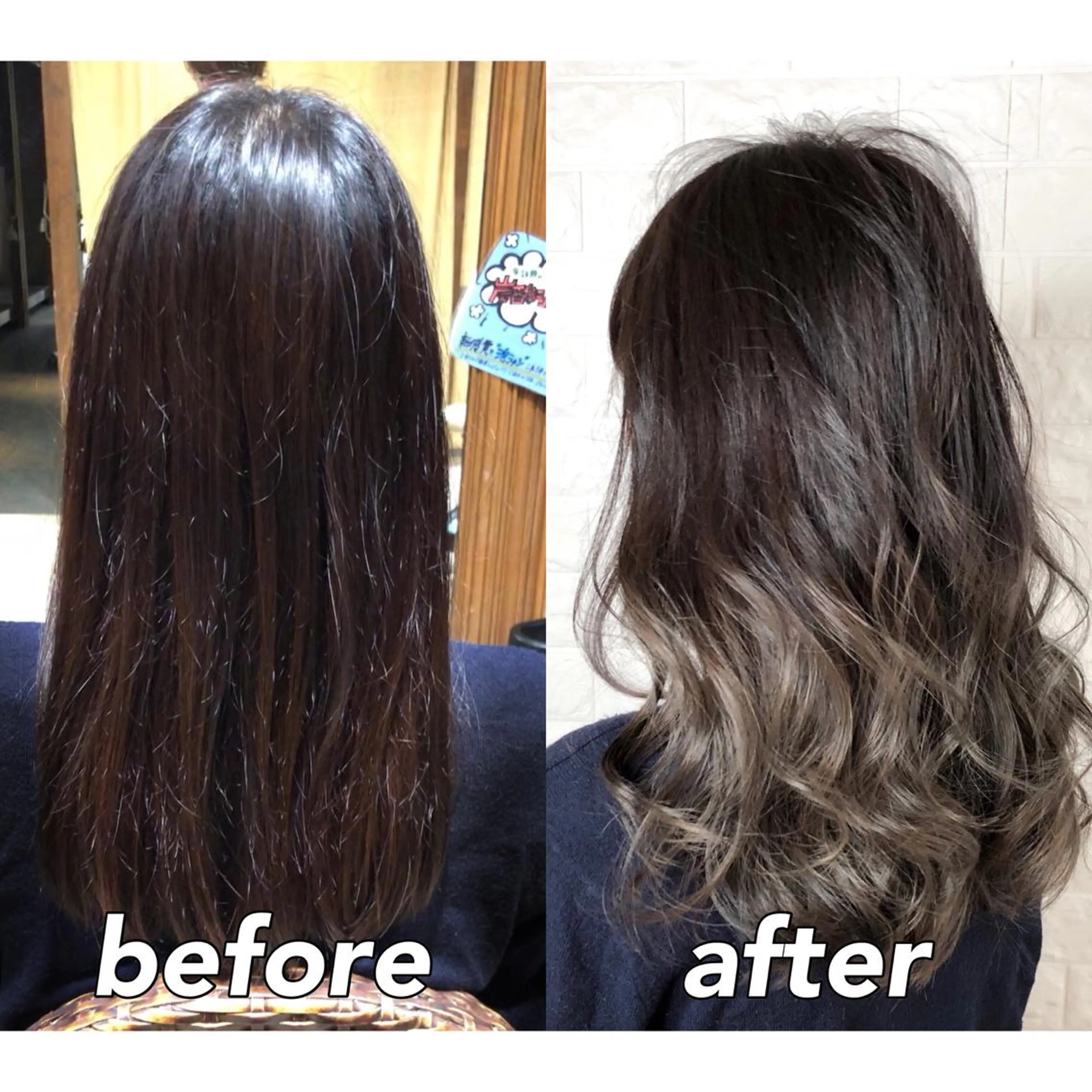 ミディアム カラー バレイヤージュ ブリーチ グレージュ レイヤーカット 髪質改善特化KIZU /艶髪研究（京都）のヘアスタイル