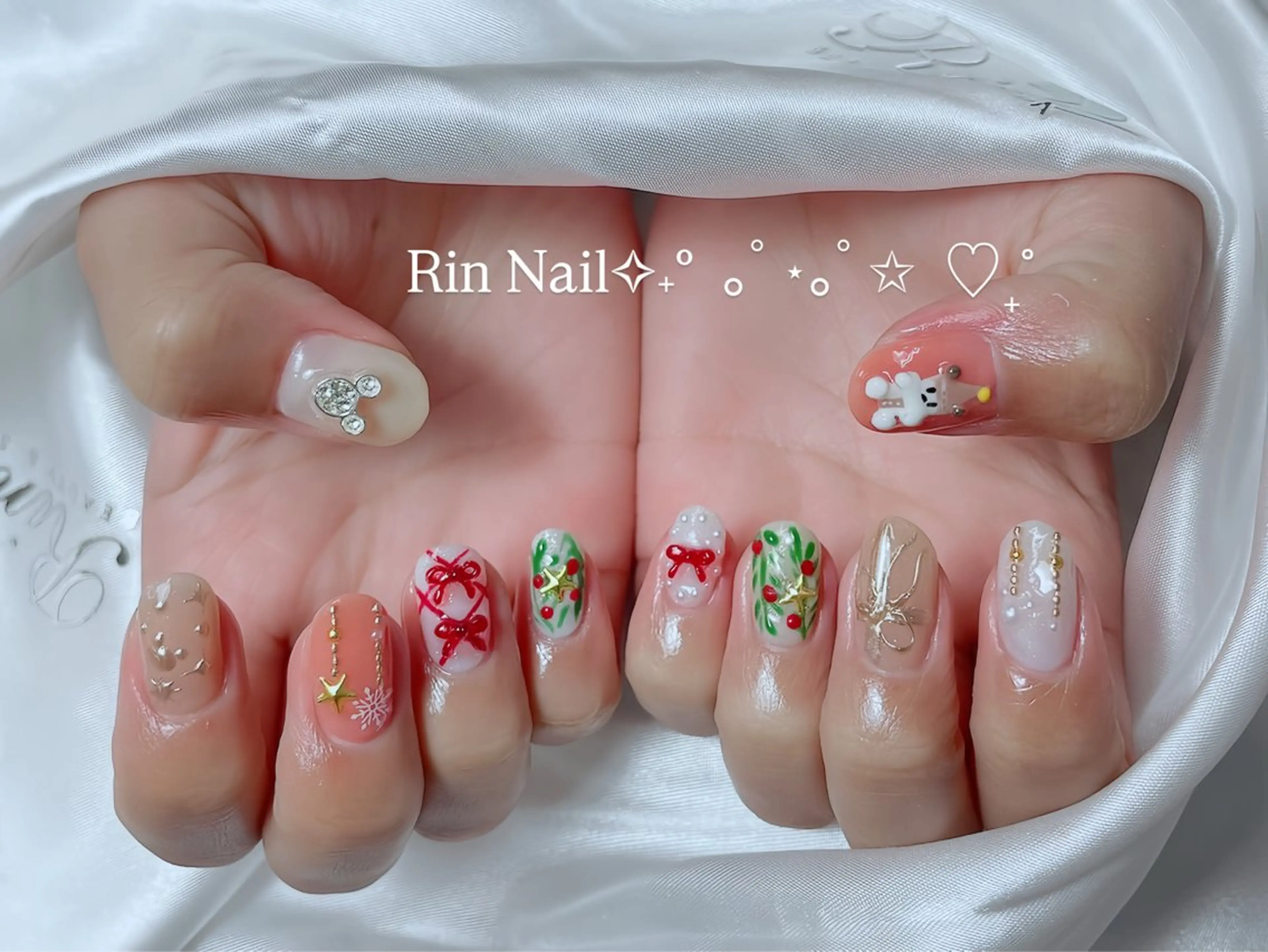 メンズ ネイル メンズ韓国風 クリスマス ボルドー フレンチネイル グラデーション ハンドネイル Rin Nail 新大久保店のネイルデザイン