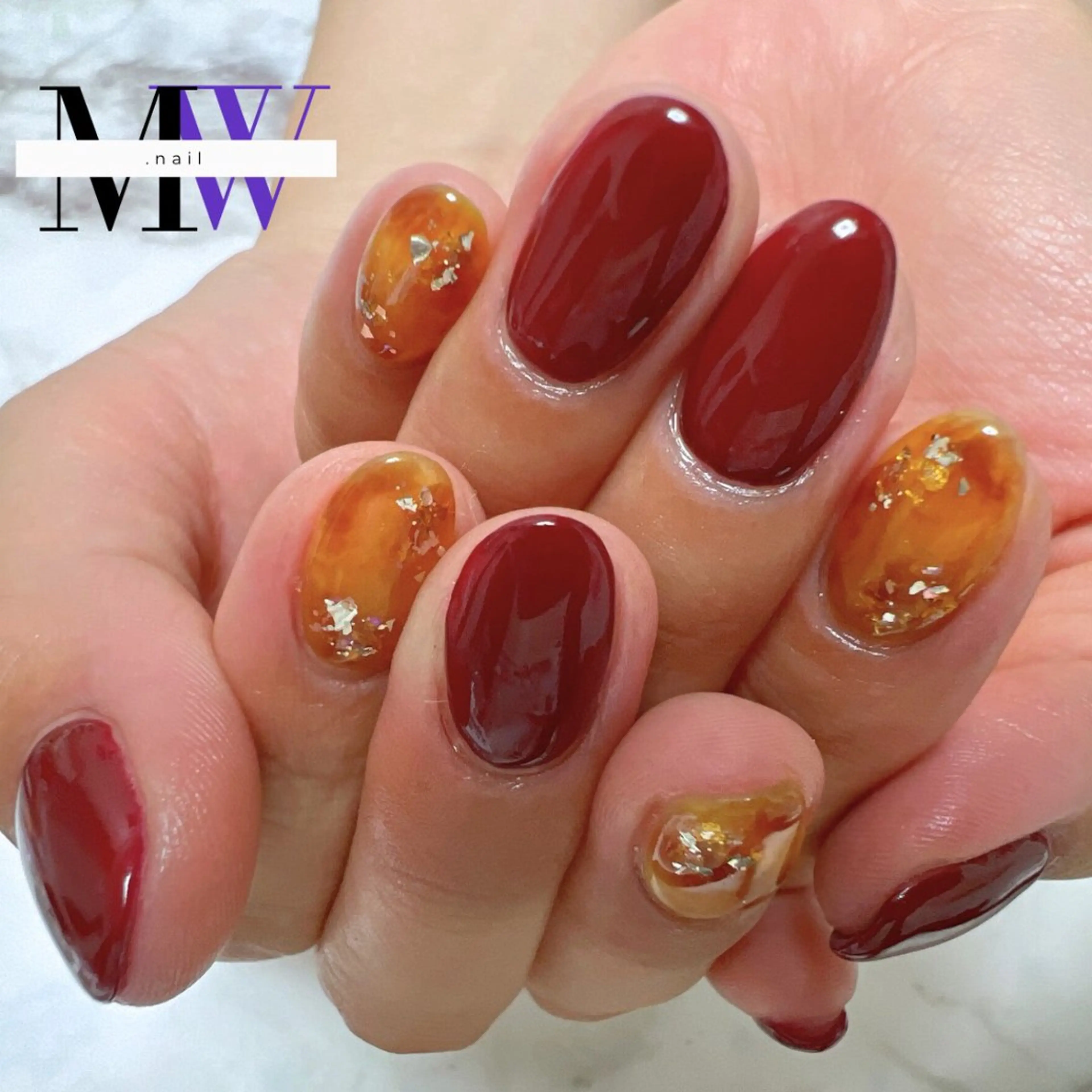 ネイル アートネイル べっ甲ネイル ハンドネイル MW .nailのネイルデザイン