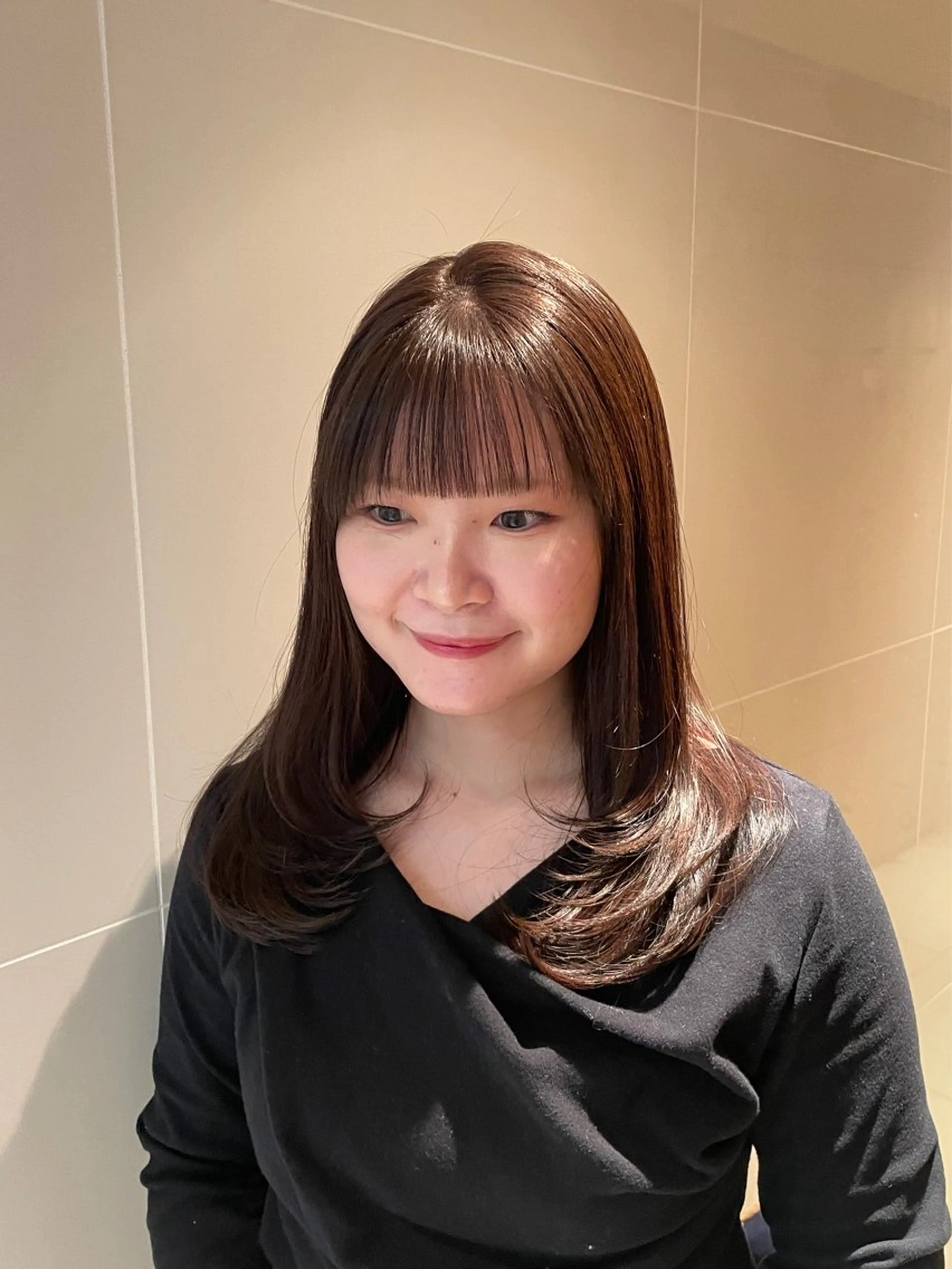 セミロング カラー レイヤーカット カット ヘアカラー トリートメント 縮毛矯正/レイヤー 🌙児玉光瑠のヘアスタイル