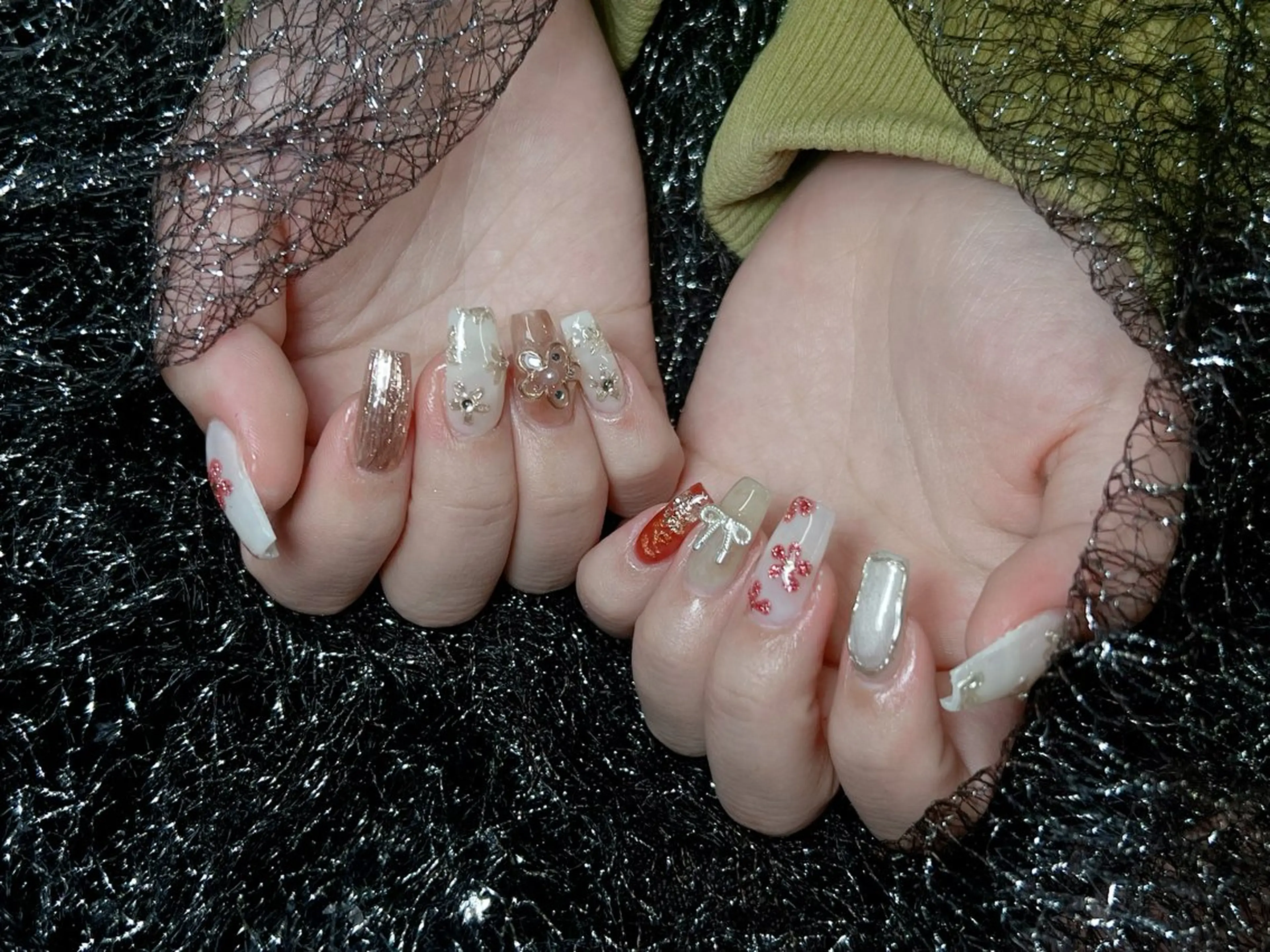 ネイル 成人式 フラッシュネイル フレンチネイル ジェルネイル グラデーション ハンドネイル Lya  Nail Yumi❤️のネイルデザイン