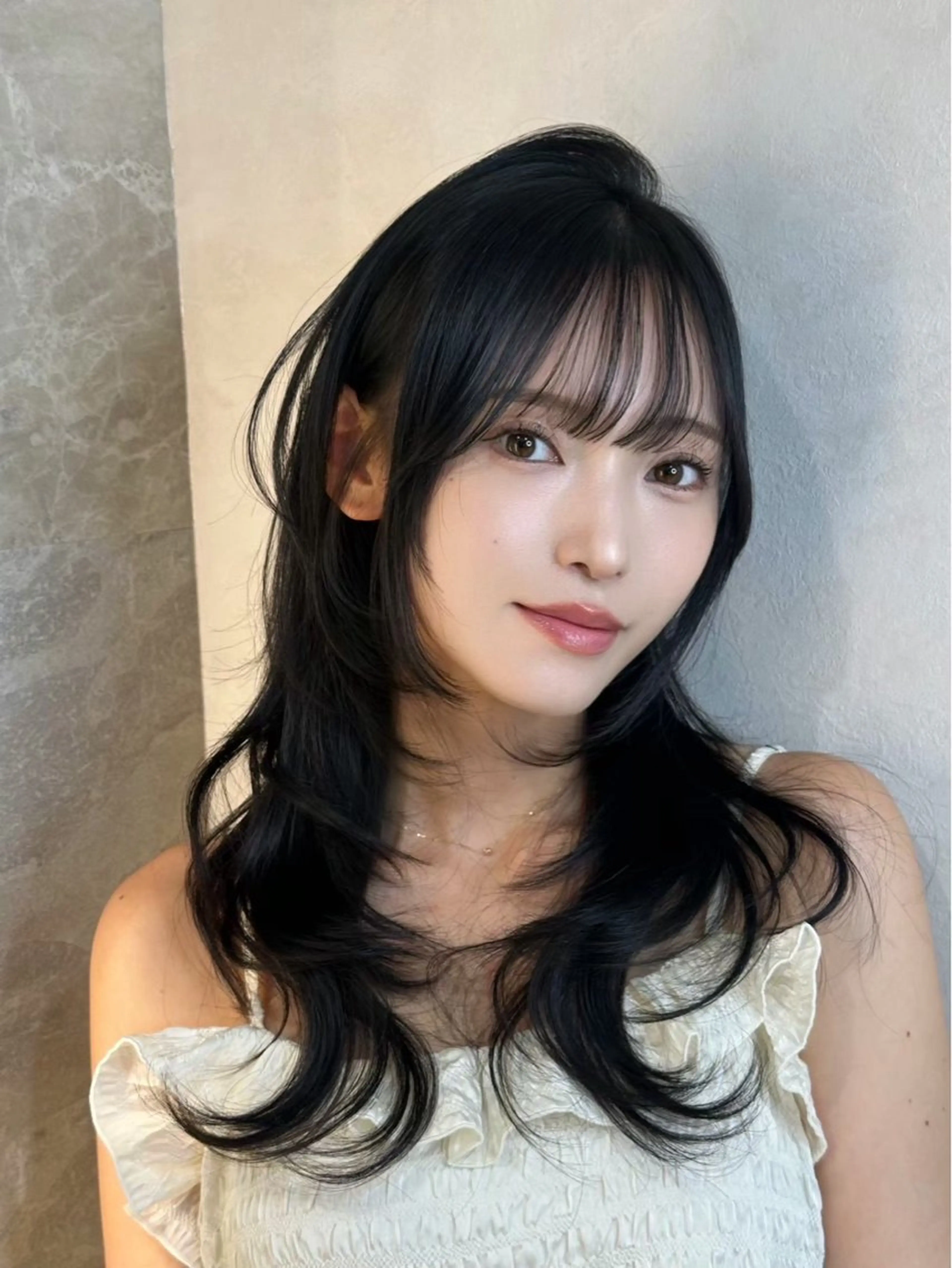 ロング ハッシュカット 韓国風ヘア mio🐶💗カット /艶カラー/矯正のヘアスタイル