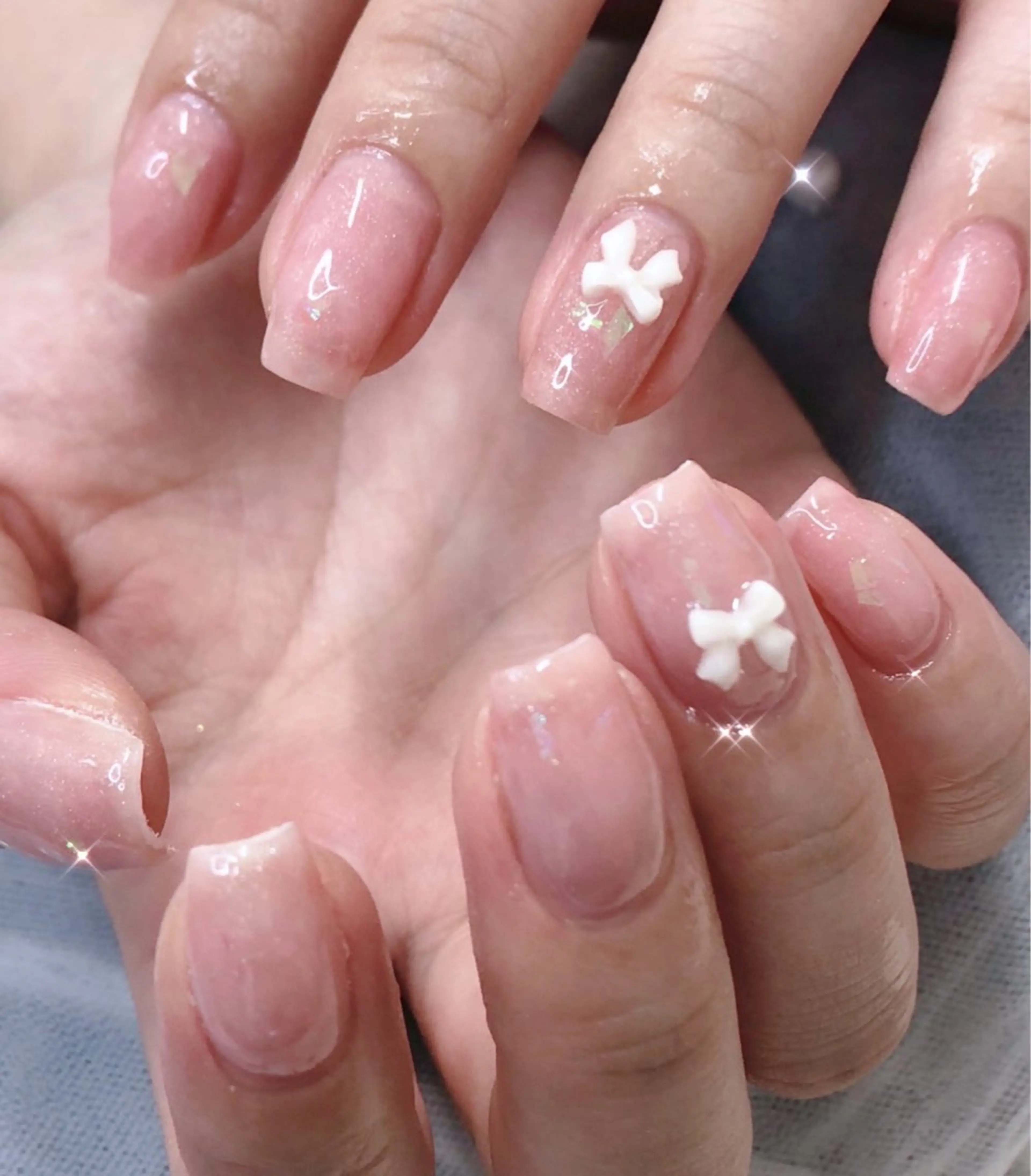 ネイル フットネイル ジェルネイル 韓国ネイル オフィスネイル リボン 大門浜松町 ネイルのネイルデザイン